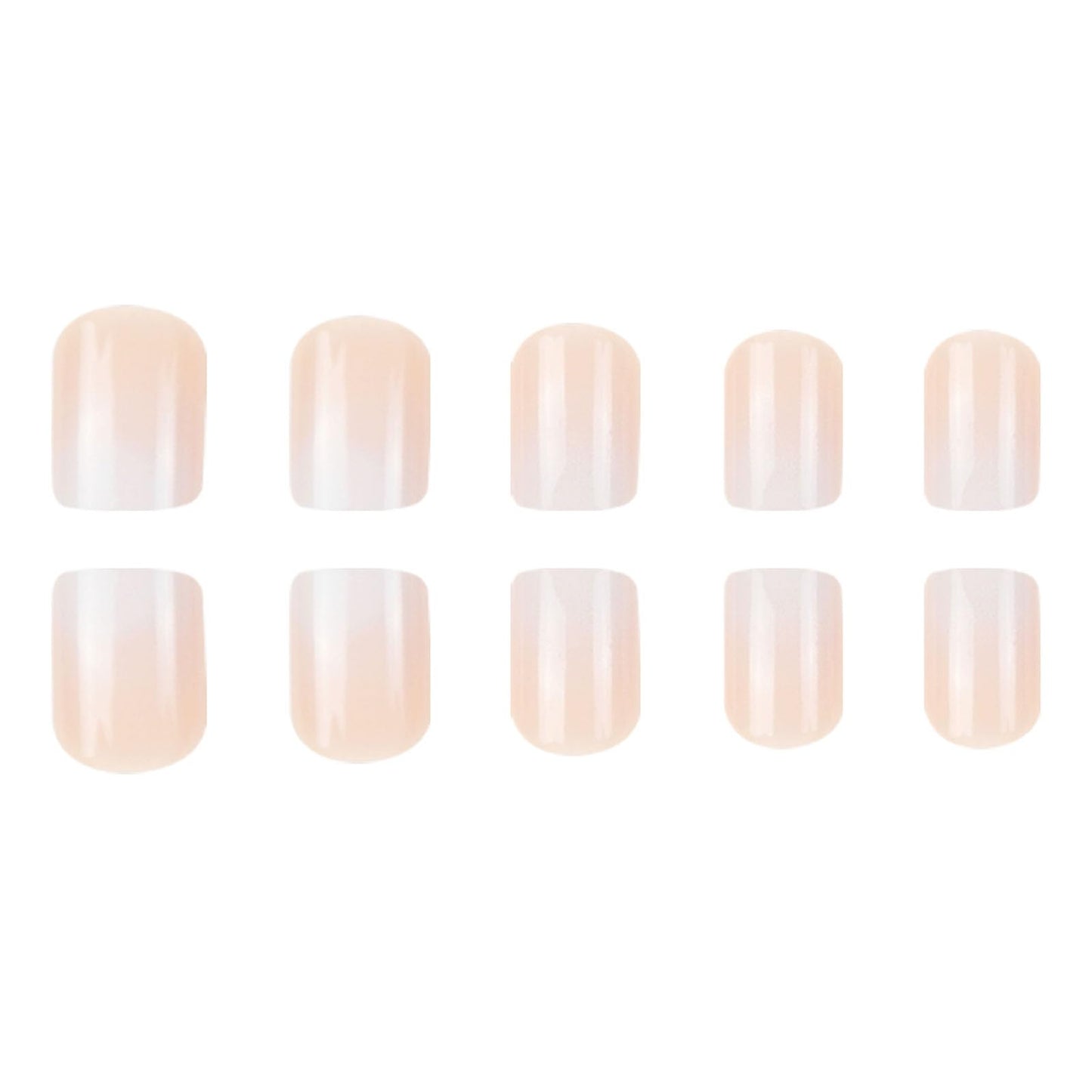 Square Short Press on Nails for Women 24Pcs White Ombre Glue on Nail Artificial Acrylic Manicure Set with Gradation Designs Nude Glossy False Nail Kit, Gift for Nails Lovers