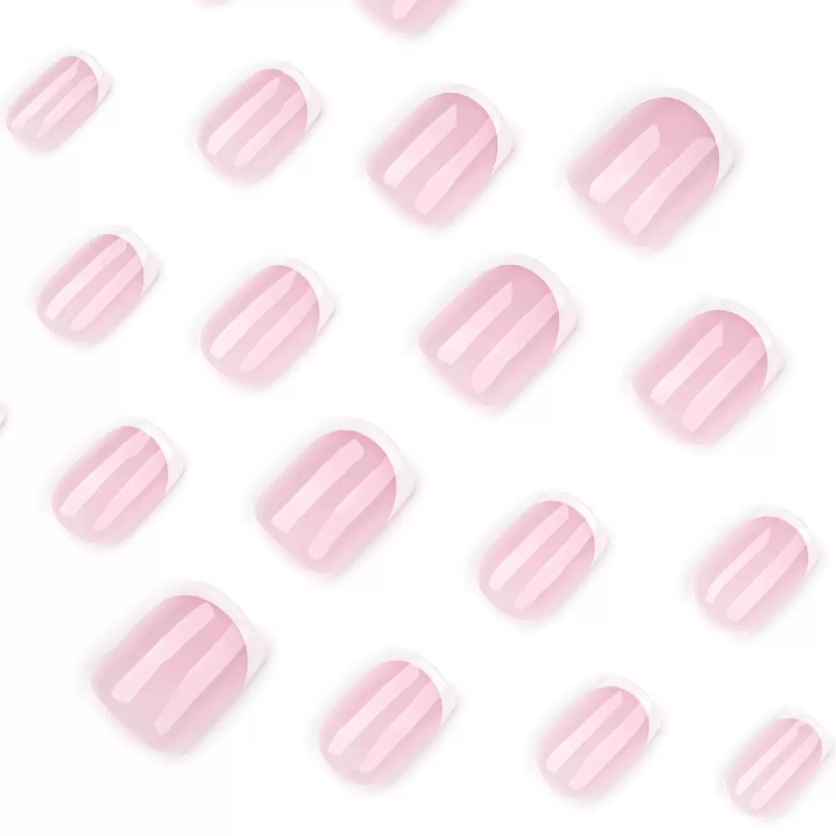 CTTHNBD Press on Nails Short - Square Fake Nails - White French Tip False Nails Press ons - for Women 24 Pcs