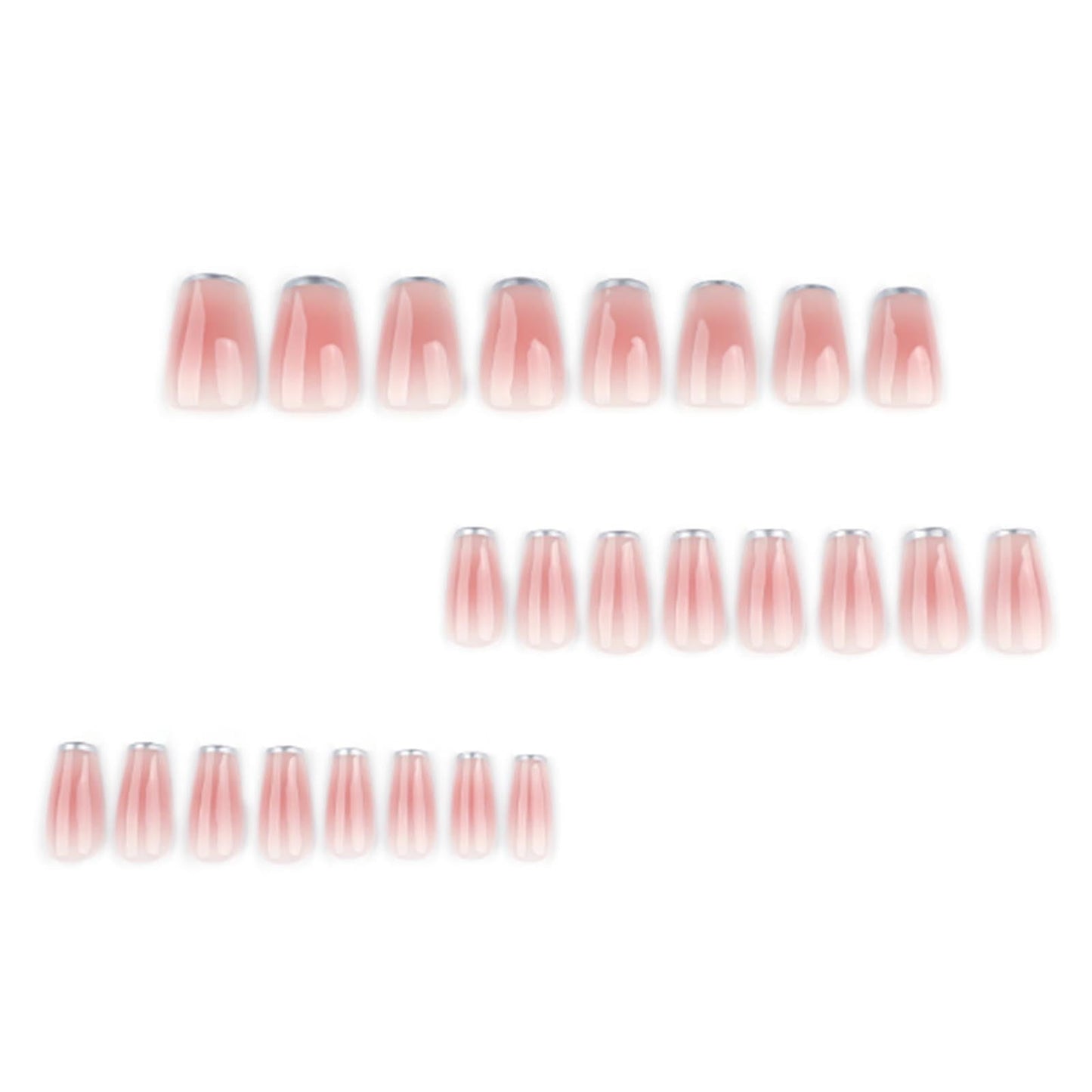 YoYoee 24Pes Short Coffin Press on Nails - Nude False Nails French Gradient Fake Nails Glossy Full Cover Nails Tips for Women