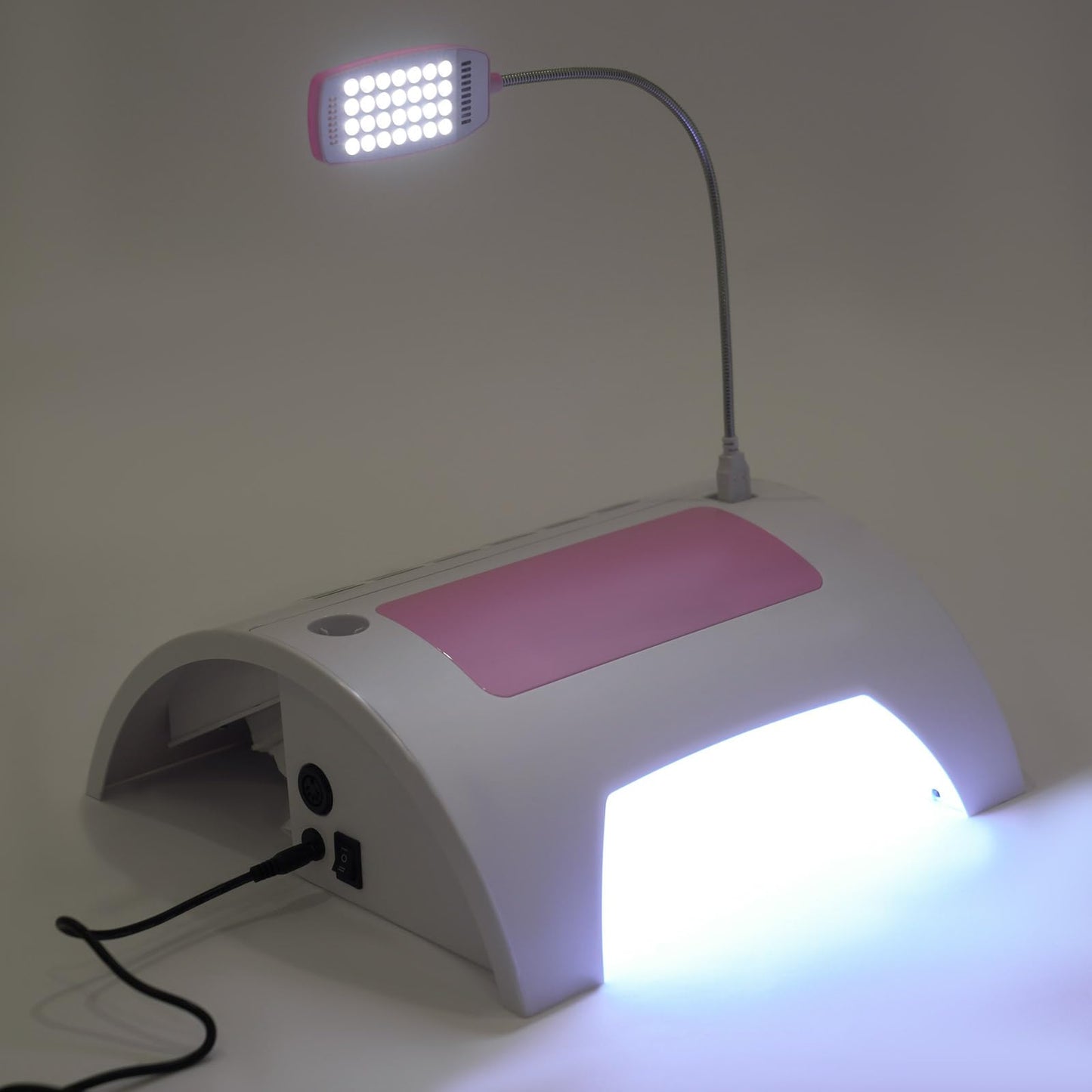 XIJIE Nail Dust Collector 5-in-1, Professional Collector Dust Extractor, Electric Nail Drill Machine, Charging and Lighting Nail Machine w/UV + LED Lamp for Salon & Home (60W) (Pink+White)