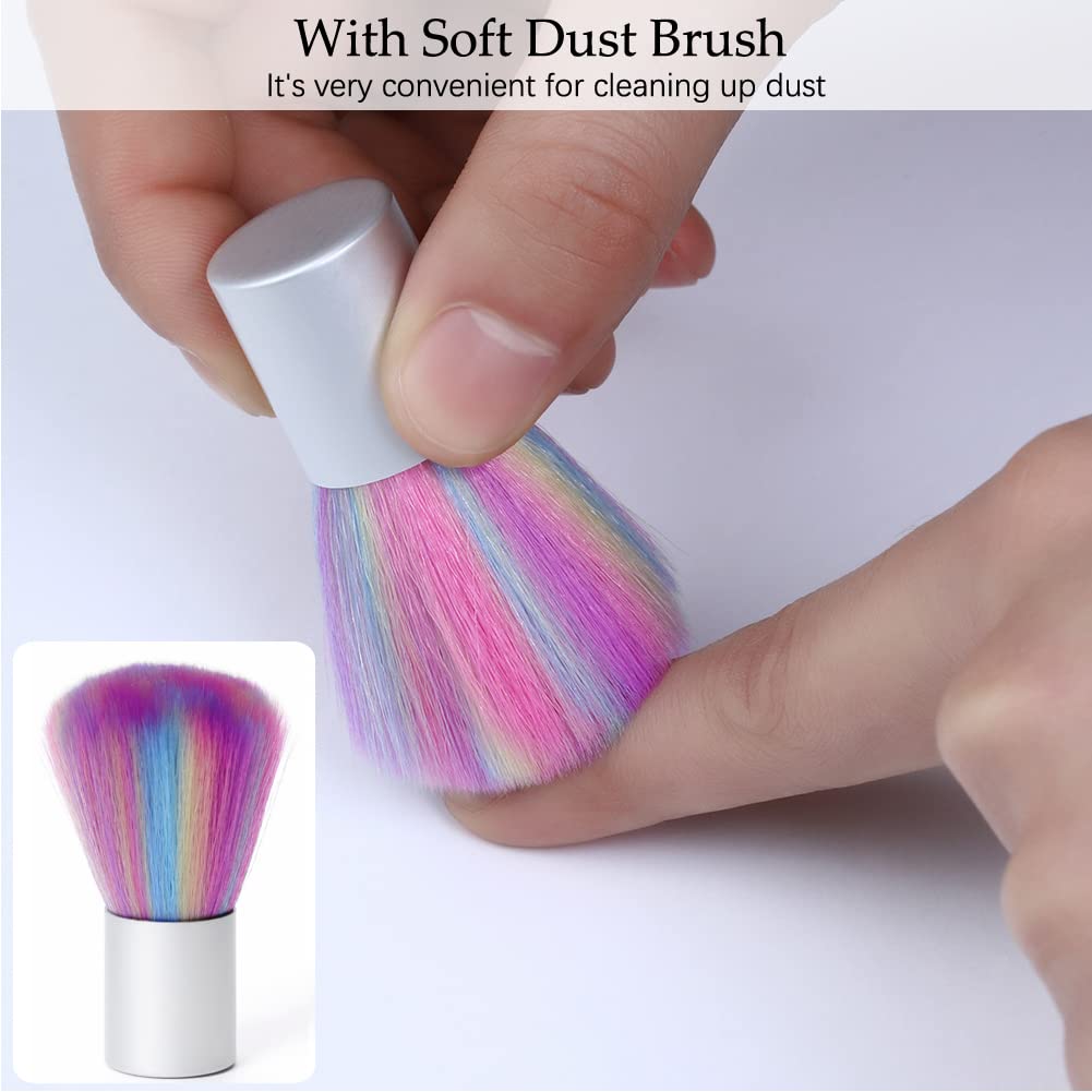 Nail Dust Collector Low Noise, AONOLOVO Powerful Nail Vacuum Dust Collector Suction Fan with Lamp for Nail Tech Acrylic Nails Gel Dip Powder Removal, with Nail Dust Brush, 03-White