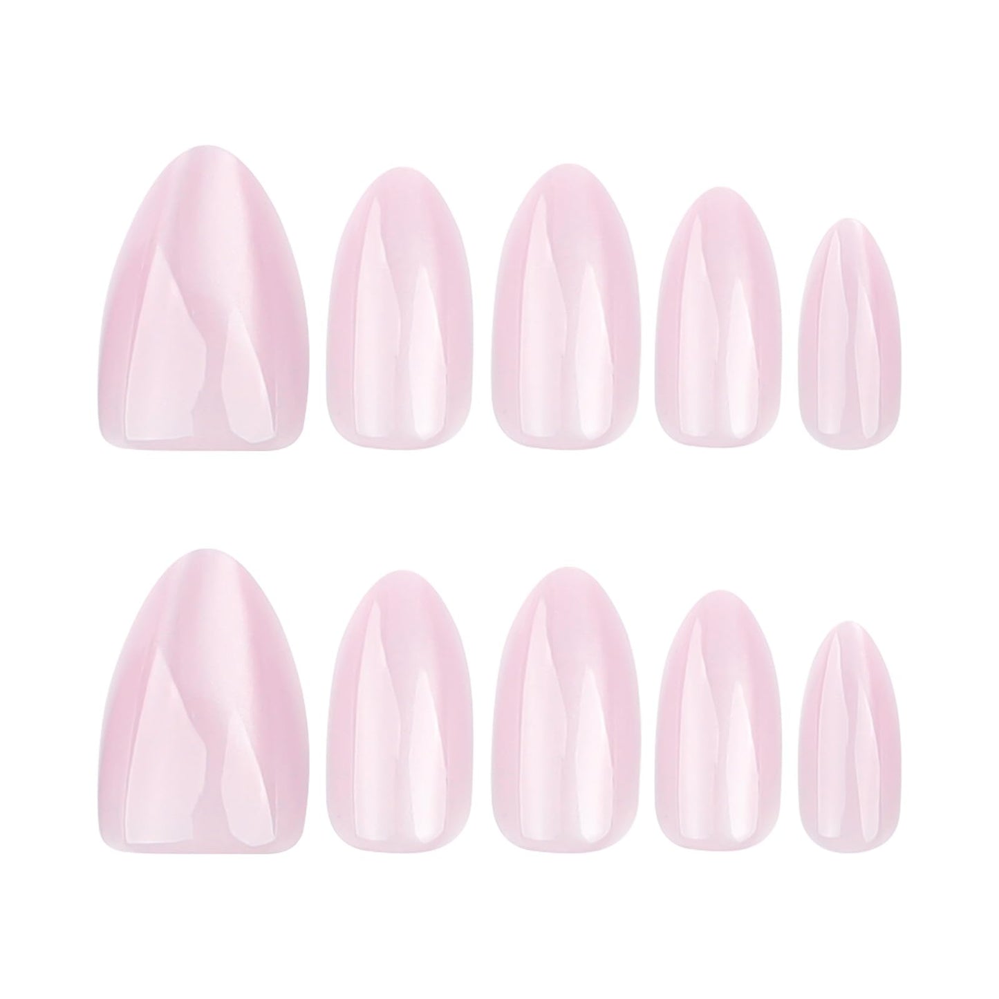 HOSAILY Baby Pink Cat Eye Press On Nails Short Almond, 24Pcs Glitter Nude Soft Pink Thick Cute Acrylic Nails Press Ons, Reusable Glossy Durable Sturdy Gel Fake Nails Full Cover Glue on Nails for Women