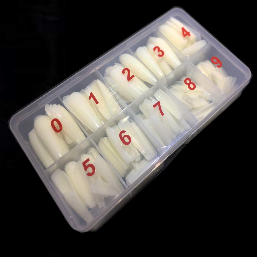 600pcs Long Coffin Fake Nails - Full Cover Natural Ballerina False Nail Acrylic Nail Tips with Case, Artificial Nails10 Sizes for Nail Salons and DIY Manicure