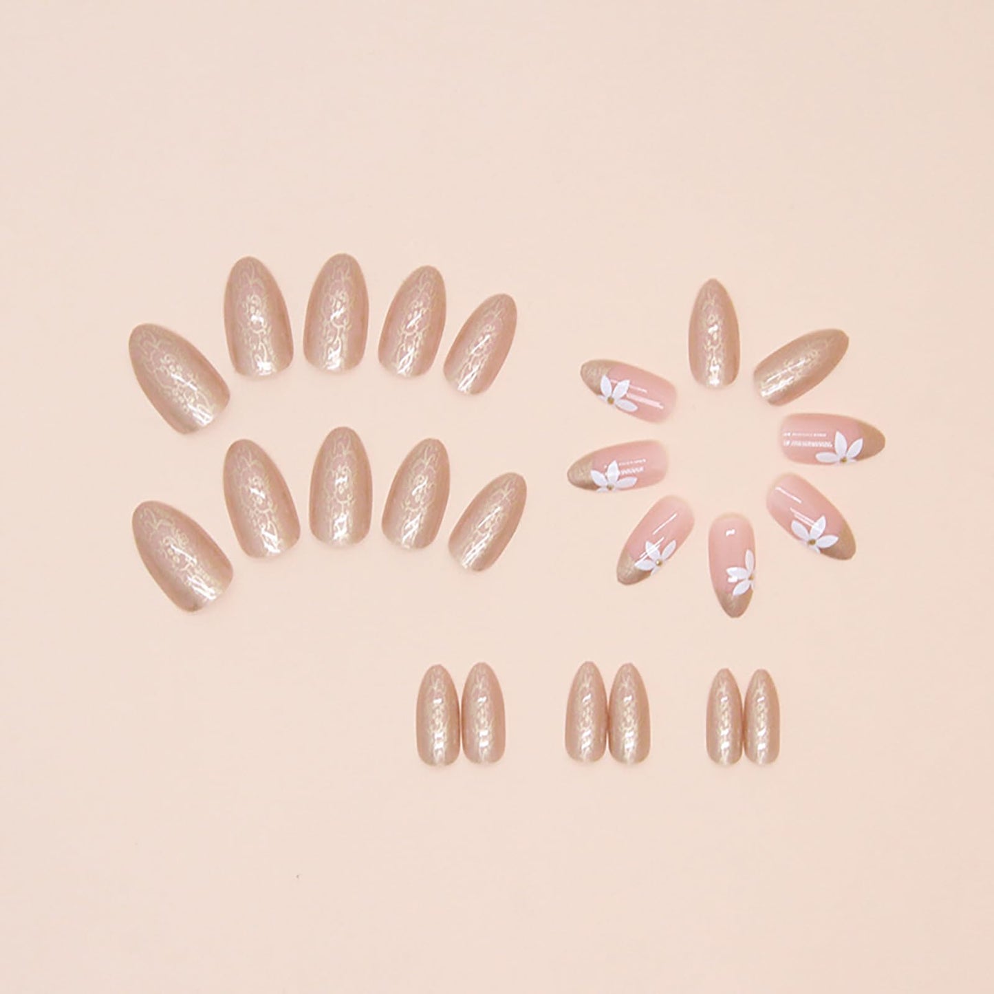 Short Almond Press on Nails With Designs French Tip Pink Flower Fake Nails Press ons Acrylic Nails False Glossy Christmas Artificial Full Cover Stick on Nails for Women Girls 24 Pcs