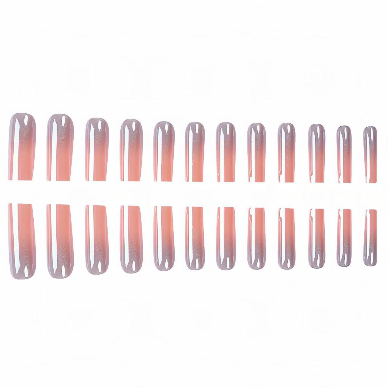 SHIQIXIANNV Pink Electroplated Press on Nails Long Coffin Fake Nails Metallic False Nail Design Full Cover Pink Gradient Chrome Glossy Acrylic Nails for Women and Girls DIY Manicure Decoration 24Pcs