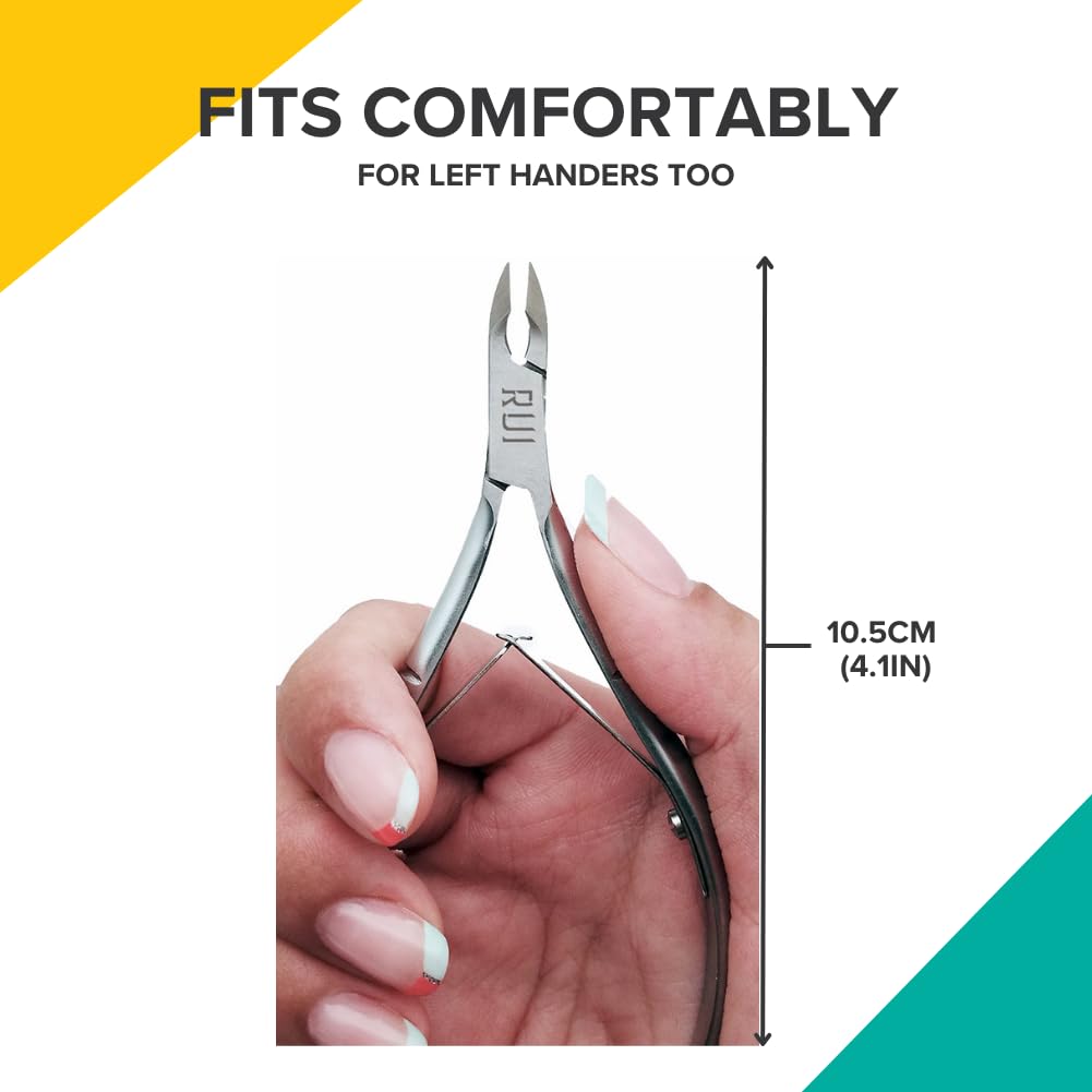 Rui Smiths Ultra-Premium Stainless Steel Cuticle Nippers - Professional Stainless Steel Cuticle Cutters - Japanese Handle, Mirror Finish - 5mm Jaw, Double Spring