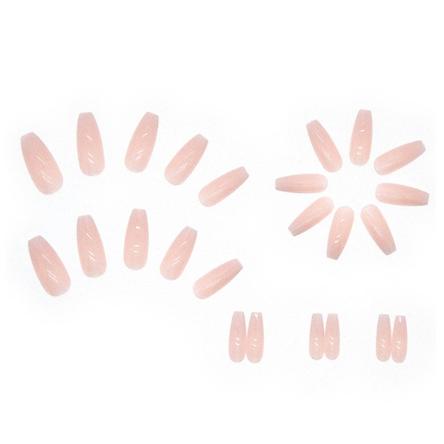 DANMANR Long Press on Nails Square French Fake Nails Full Cover Nude Acrylic False Nails for Women and Girls 24PCS (Pink White)