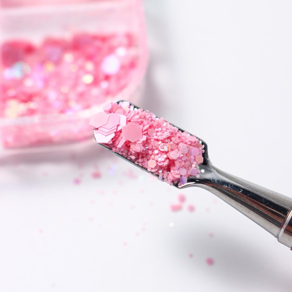 Pink Glitter Mermaid Nail Art Sequins 3D Flakes Laser Ombre Nail Glitter Design Shiny Glitters Powder Accessories for Women Girls Manicure DIY Nail Art Decorations