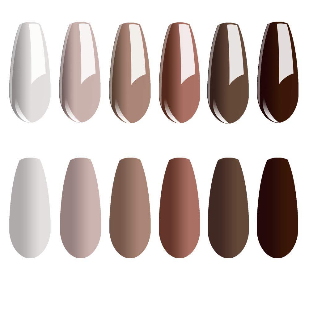 Vishine Gel Nail Polish Set of 6 Nude Beige Colors UV LED Soak Off Gel Nail Polish Set Nail Art Gift Starter Kit 8ml