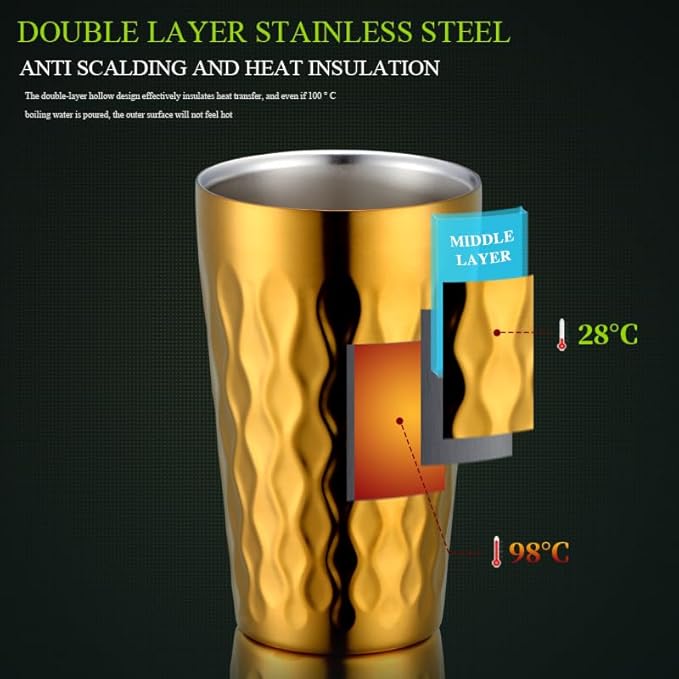 10oz Stainless Steel Cup Set, 2Pcs Double Wall Metal Cup，Vacuum Stackable Insulated Portable Drinking Tumblers Unbreakable Glasses，for Home Outdoor Restaurant (Purple)