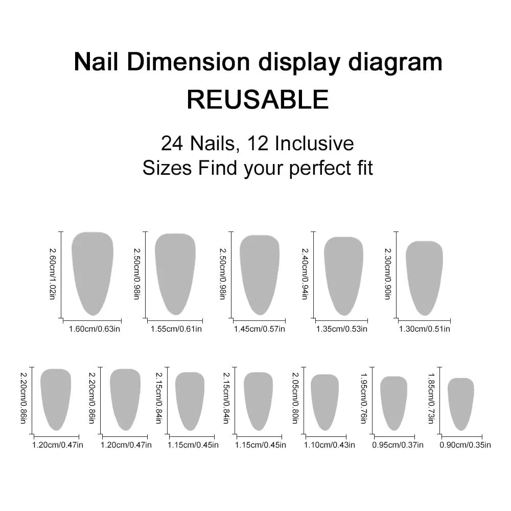 CTTHNBD Press on Medium Nails - Almond Fake Nails with Gold Floral Chrams Design - French Tip False Nails Press ons - for Women 24 Pcs