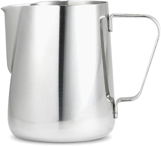 Barista Basics 32 Oz Silver Stainless Steel Milk Frother Pitcher, Steaming Pitcher for Latte Art, Food-Grade/w Measurements