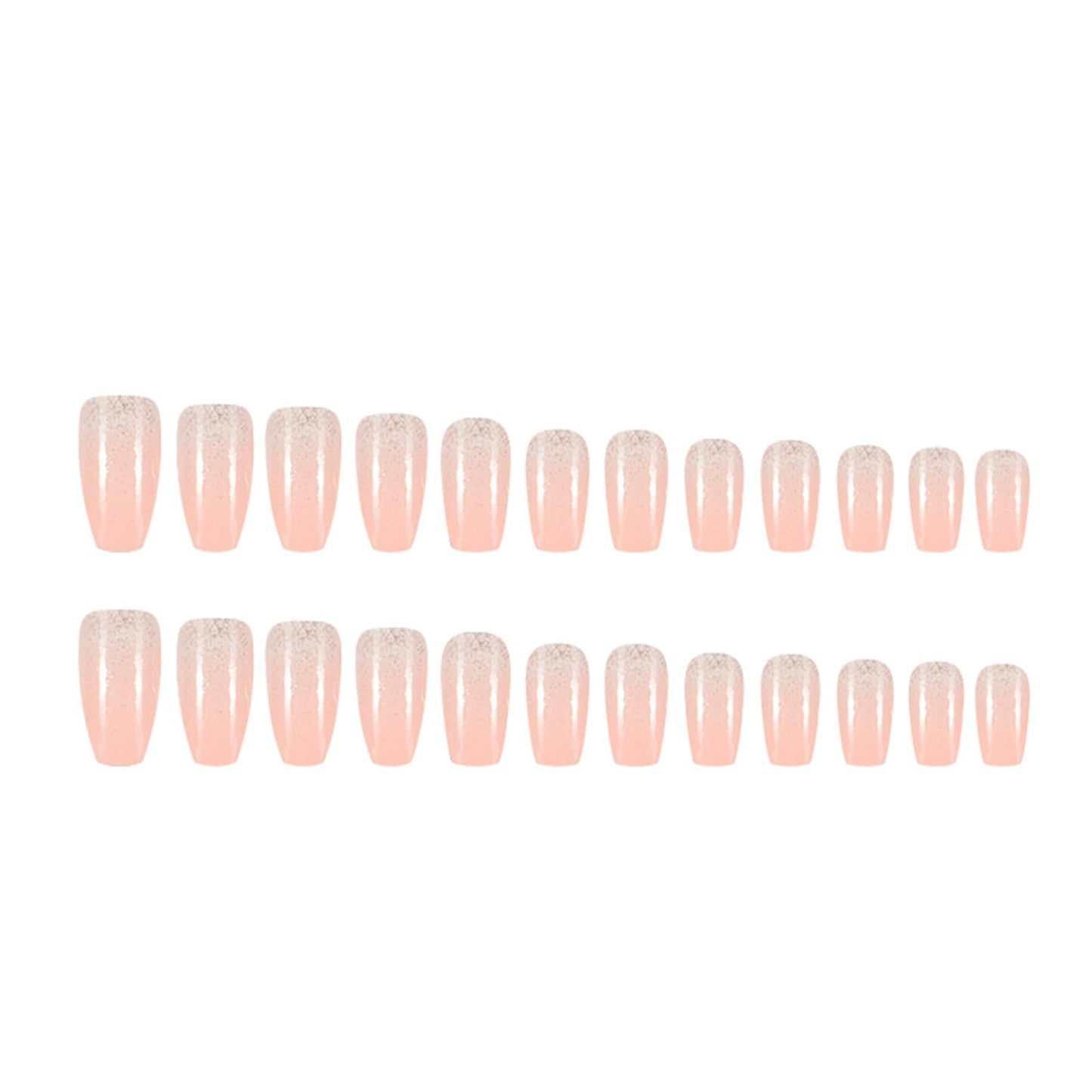 DANMANR Square Press on Nails Short Fake Nails French Acrylic Full Cover False Nails for Women and Girls 24PCS (Gradient peach bling)