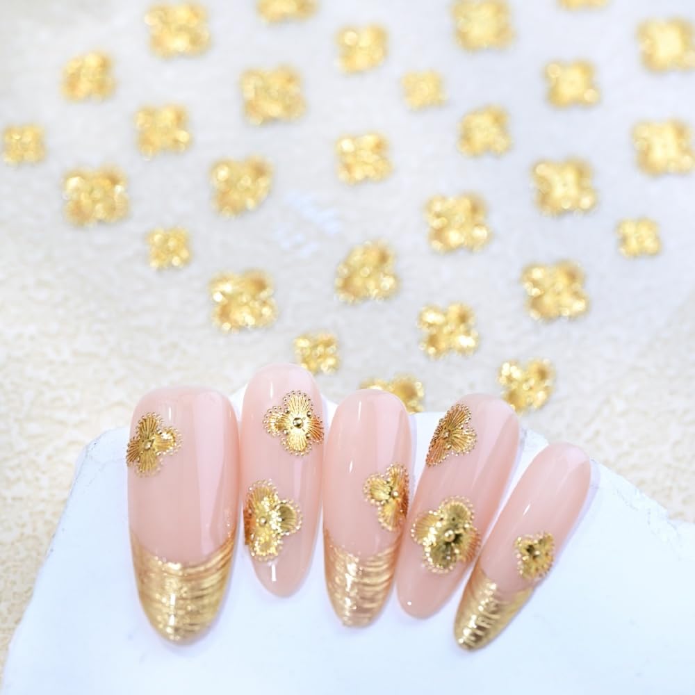 Leaf Nail Stickers 5D Embossed Gold Shamrock Nail Art Stickers 3D Self-Adhesive Clover Nails Supplies Flower Nail Designs Cute Floral St Patricks Nail Decals Stickers for Women DIY Manicure 1 Sheet