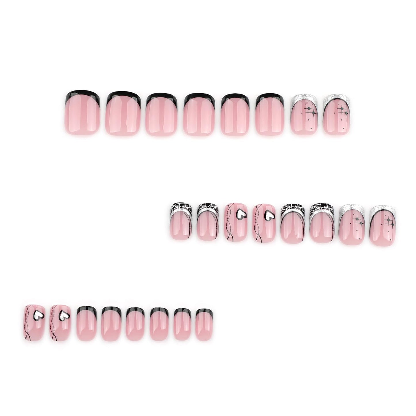 FIEONCIY Press on Nails Short Square Shaped Glossy Full Cover Acrylic Short Length Square False Nails with Designs Artificial Square Fake Nails Glue Stick ons Fingernails for Women Girls(JP3692)