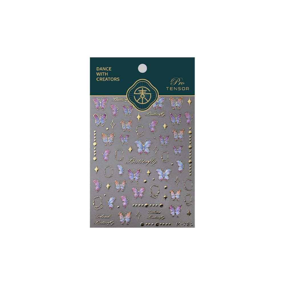 5D Embossed Blue Butterfly Nail Stickers Gold Star Nail Art Stickers Purple Butterfly Nail Decals Self-Adhesive Spring Sticker Summer Nail Supplies for Women Girls DIY Manicure