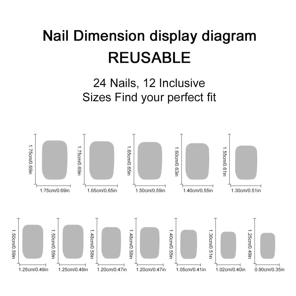 CTTHNBD Short Press on Nails Square - White French Tip Fake Nails with Stripes Design - Glossy Full Cover Stick on False Nails for Women 24 Pcs