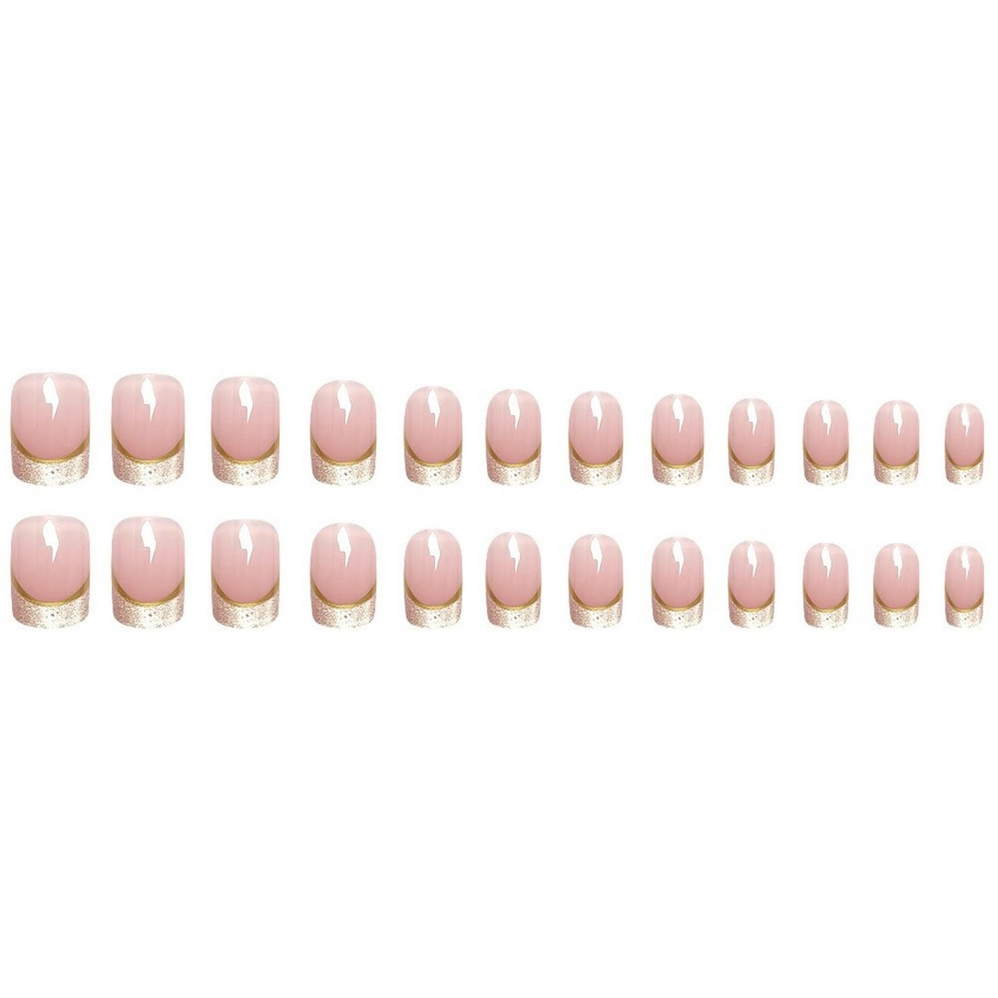 French Tip Press on Nails Medium Square MABKJLF Nude Pink Fake Nails False Nails with Designs Glittery Natural Nails Full Cover Glossy Glue on Nails Acrylic Nails for Women Girls 24Pcs
