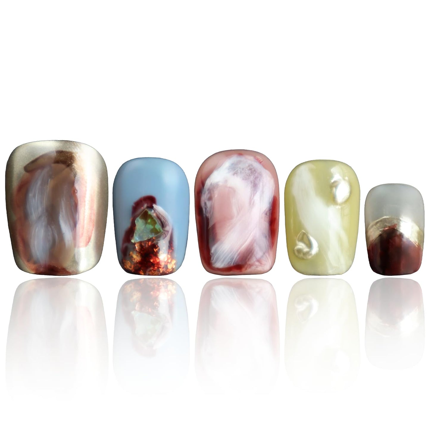 Handmade Press on Nails Square Shaped Artificial Nails Acrylic Handmade Colorful Press On Nails Stick On Nails For Women Woman Gifts COOLYOUNG 10 PCS, Size M