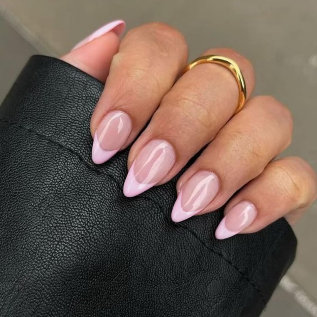 KXAMELIE Light Pink Press on Toes Short Square &Light Pink French Press on Nails Short Almond For Beach Party Daily Decoration in 54 PCS