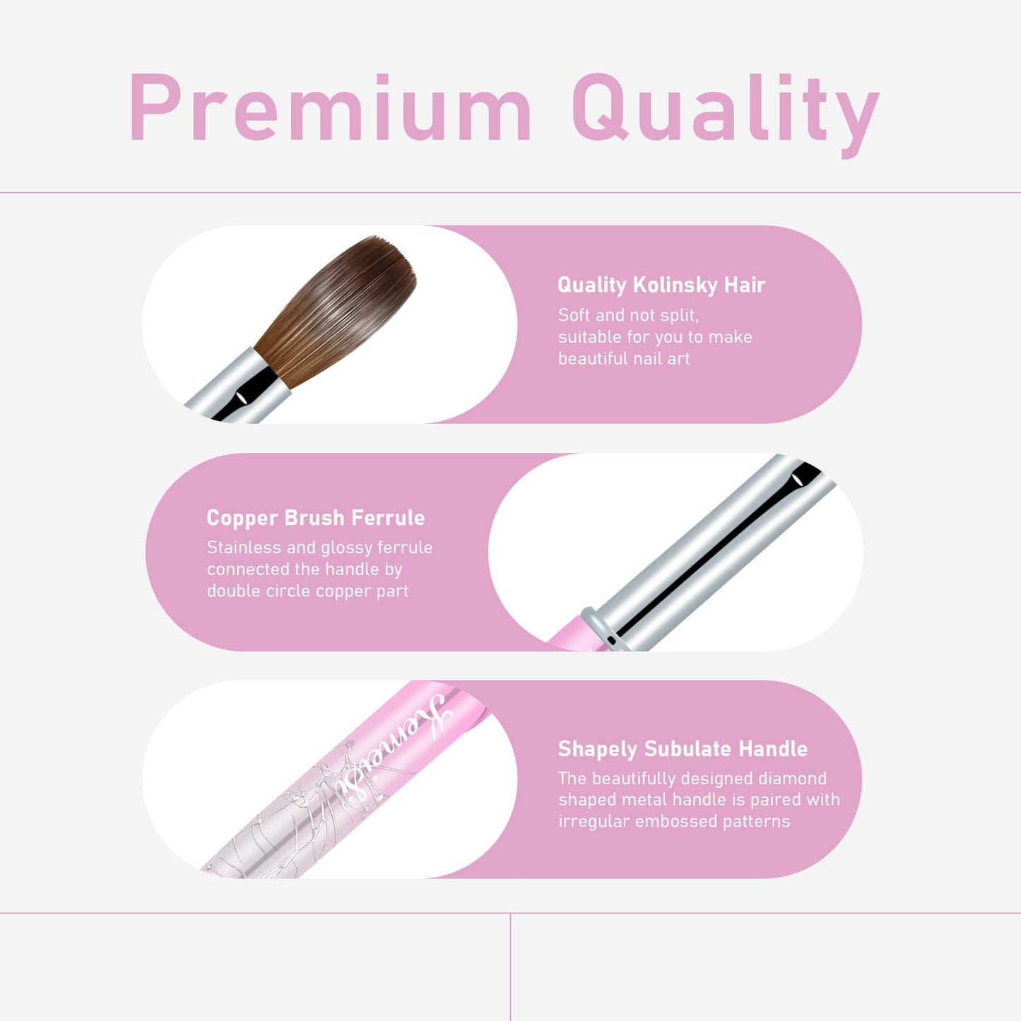 Acrylic Nail Brush Size 14, KEMEISI 100% Pure Kolinsky Nail Art Brushes Sturdy Handle Oval Shaped Acrylic Powder Nail Design Tools for Professional Manicure DIY Home Salon