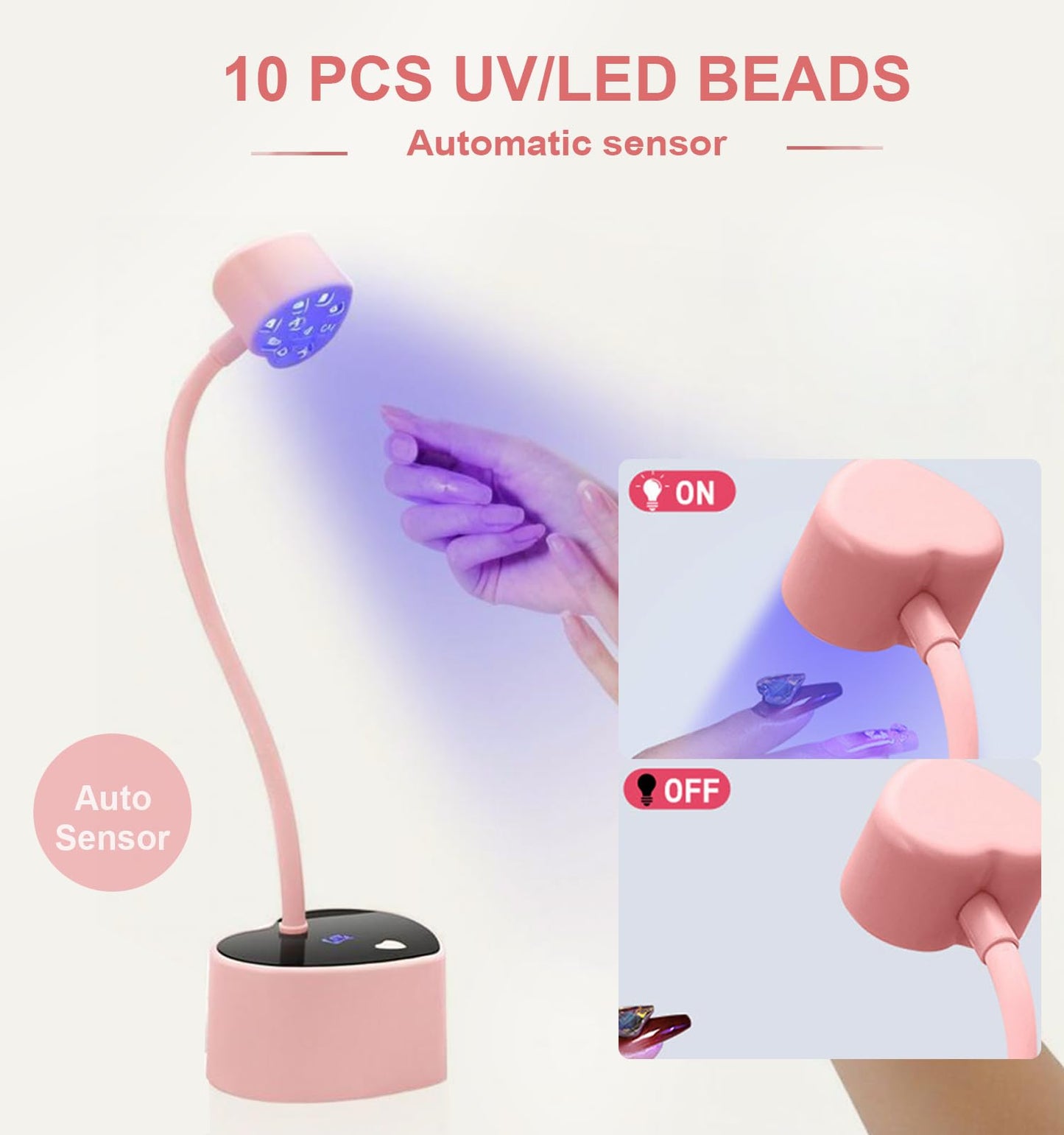 Lumcrissy UV Nail Lamp: 30W Mini UV Light for Gel Nails Polish, Rechargeable LED Nail Light Nail Dryer with 2 Timers & Auto Sensor, Fast Curing Goosenecks Lamp for Home DIY Manicure