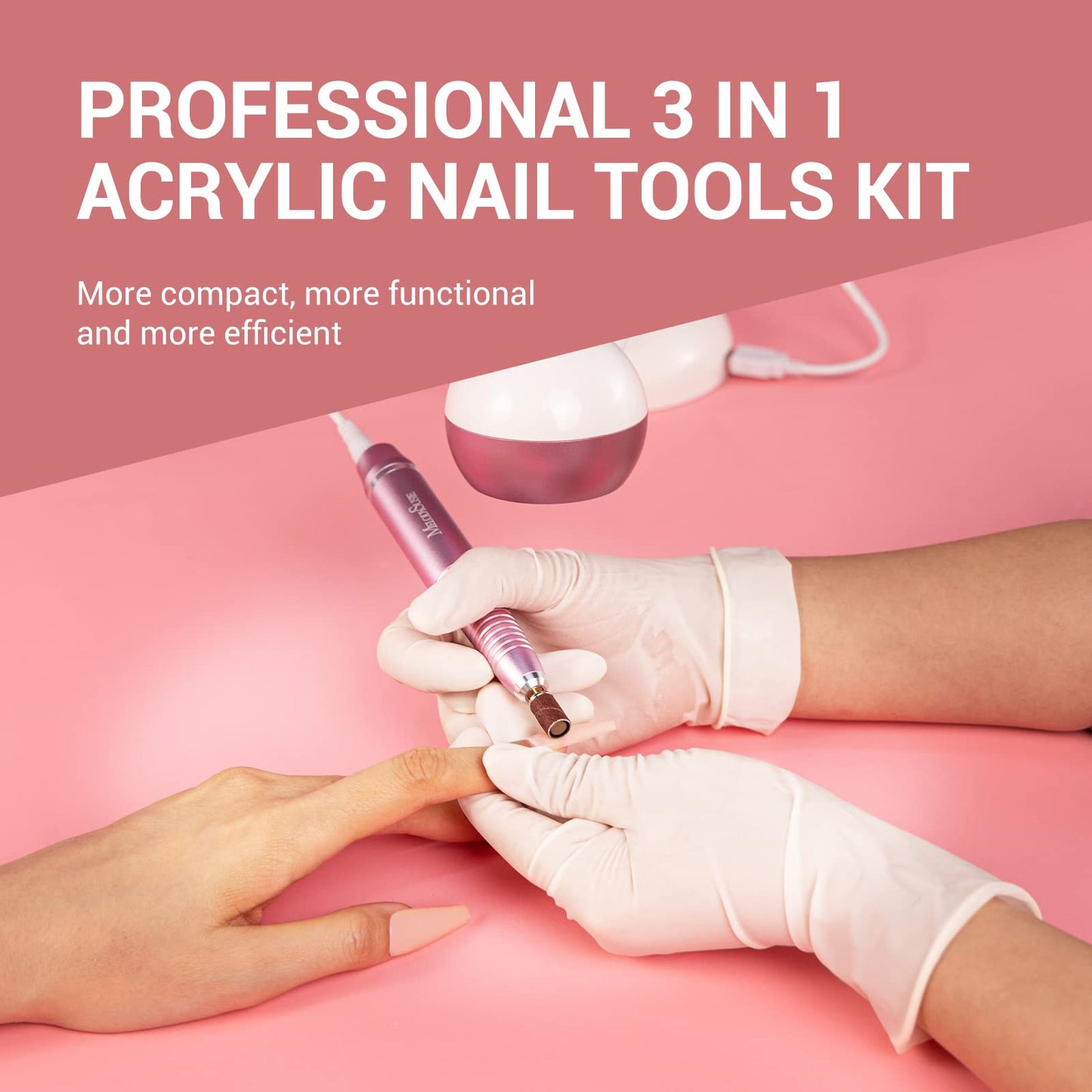 MelodySusie X3 Nail Tools Kit, Professional LED UV Nail Lamp with Nail Drill for Gel Nails, Flash Cure Gel Nail Lamp for Acrylic Nail Extension, Rechargeable Cordless Nail Art Lamp with UV LED 2 Modes