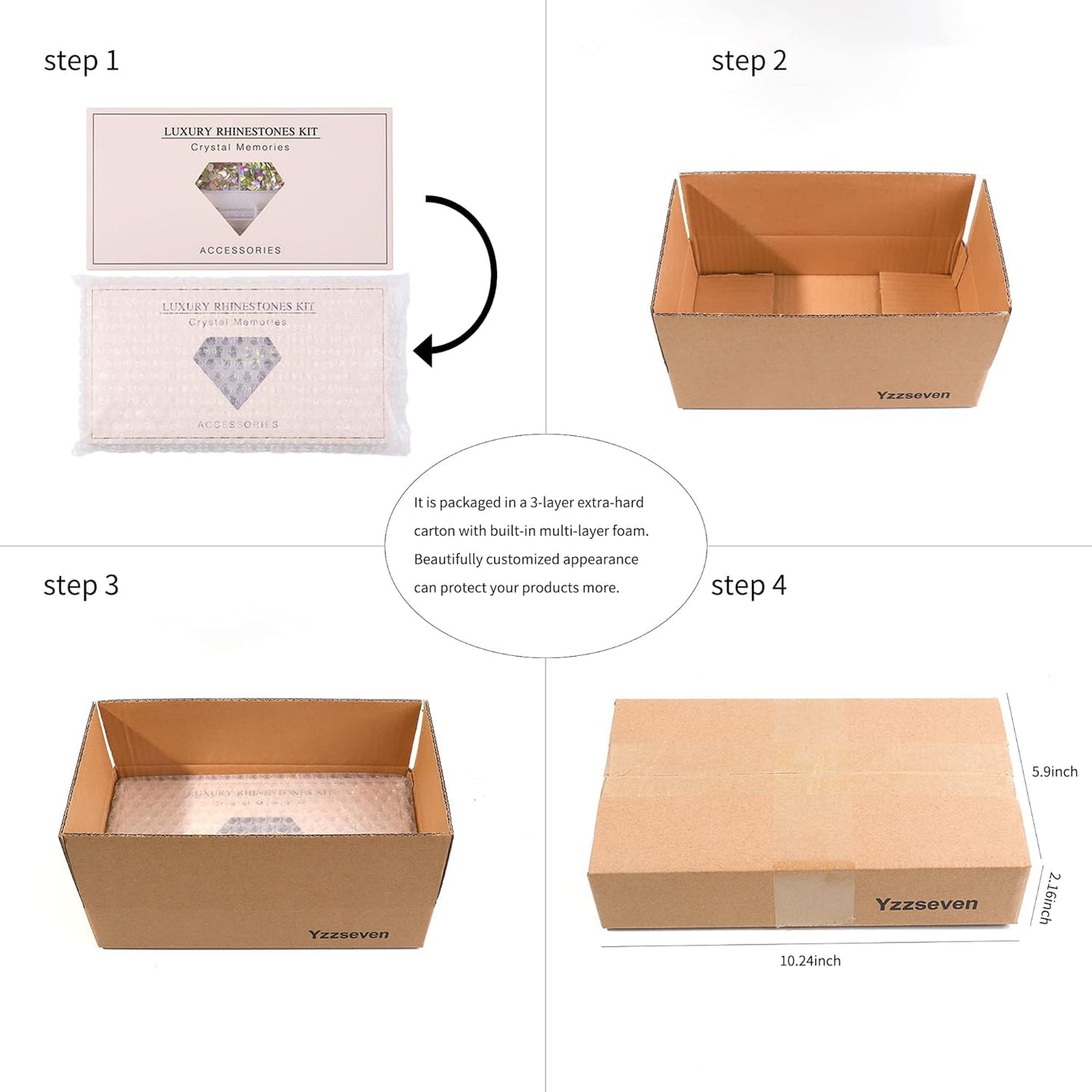 Yzzseven 12 Types of 600 Champagne Diamonds + 2500 Flat Rhinestones Mix 20 Styles Flatback DIY Crafts Rhinestone Crystals 3D Ornament‌s Flat Back Stones Set + Tweezers + Drill Pen