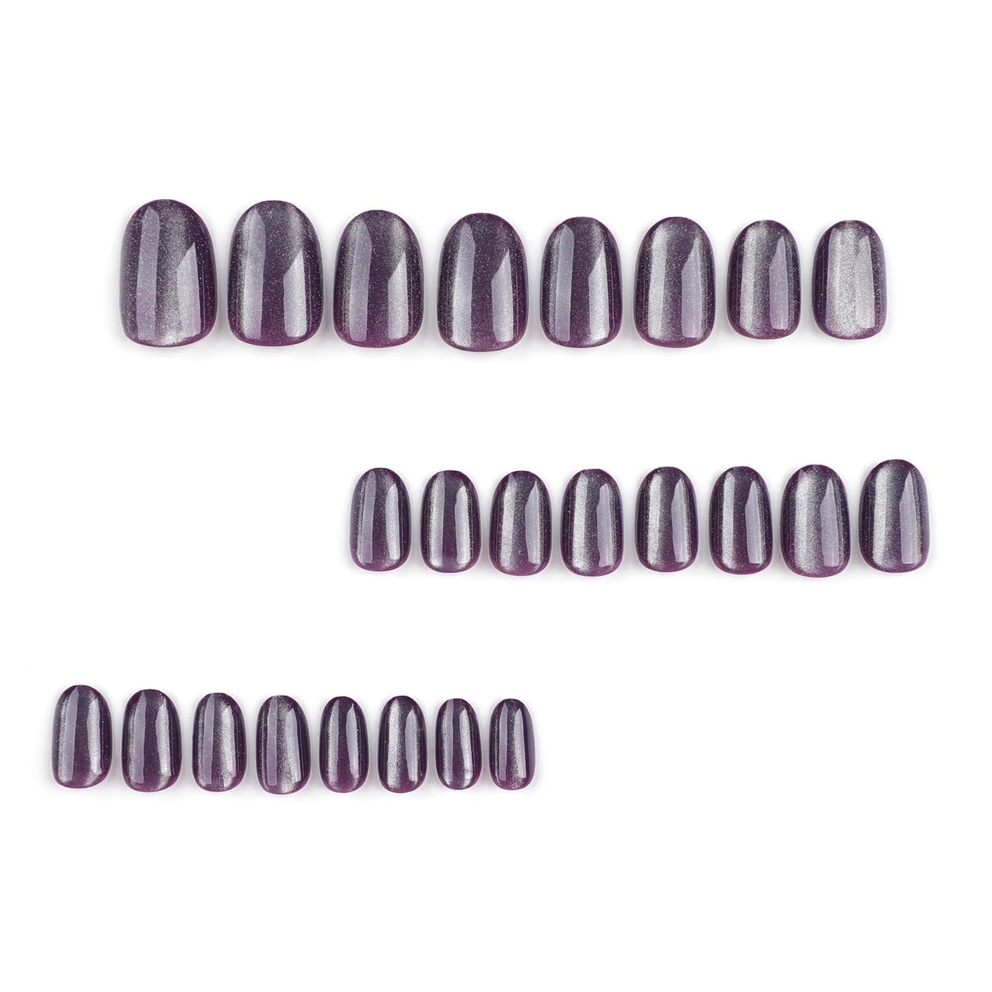 24Pcs Short Press On Nails Almond Purple Glitter Fake Nails Press Ons With Glitter Design False Nails Glossy Full Cover Stick On Nails Reusable Artificial Glue On Nails For Women Nail Supplies