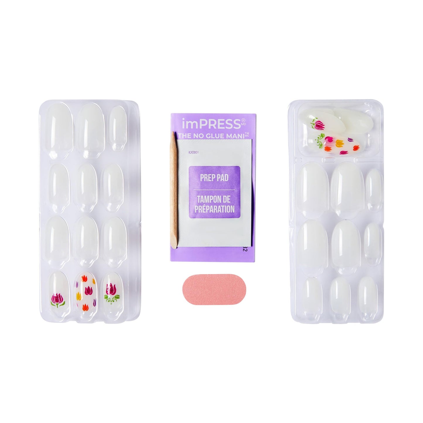 WICKED X imPRESS Press On Nails, New Improved Adhesive, Up To 10 Day Hold, ‘Beautifical’, White, Medium Oval, Includes 30 Fake Nails, 1 Prep Pad, 1 Manicure Stick, 1 Mini File