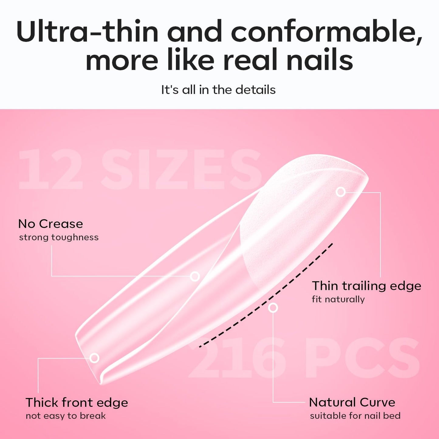 modelones X Nail Gel Kit Kit Short Square, 9-in-One Nail Glue with Portable U V Lamp 216Pcs 12Sizes Pre-Etched Press ons Fake Acrylic Extension Kit DIY Salon Gift for Women