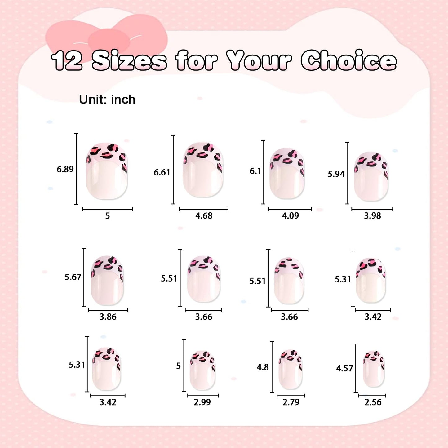 SIUSIO 120pcs 5 Pack Children Acrylic Fake Nails Press on Full Cover Short False Nail Art Kits Set Surprise Gift for Kids Little Girls Women - Pink Leopard