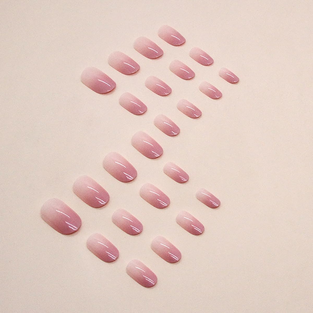 RTKHFZE Press on Nails Short French Tip Oval Fake Nails Pink to Blush Full Cover Nails Glossy Ombre Acrylic Nails 24Pcs Almond Stick on Nails for Women Nail Decorations