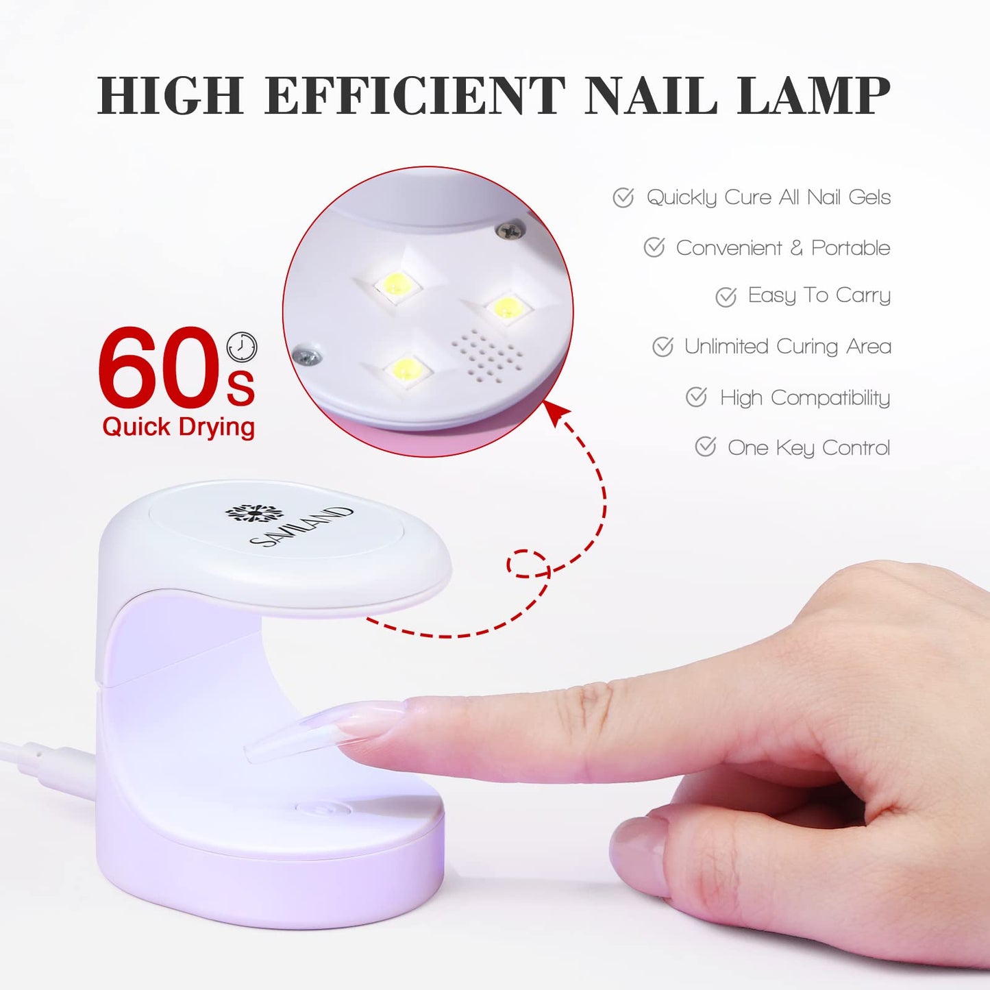 SAVILAND Gel Nail Kit Starter Set: 14-Day Last Nail Glue Gel and 500Pcs High Clear Nail Tips for Press On 10 Sizes Mini U V Nail Lamp Nail Clipper Manicure Tools Easy Use for Home Salon and Nail Care