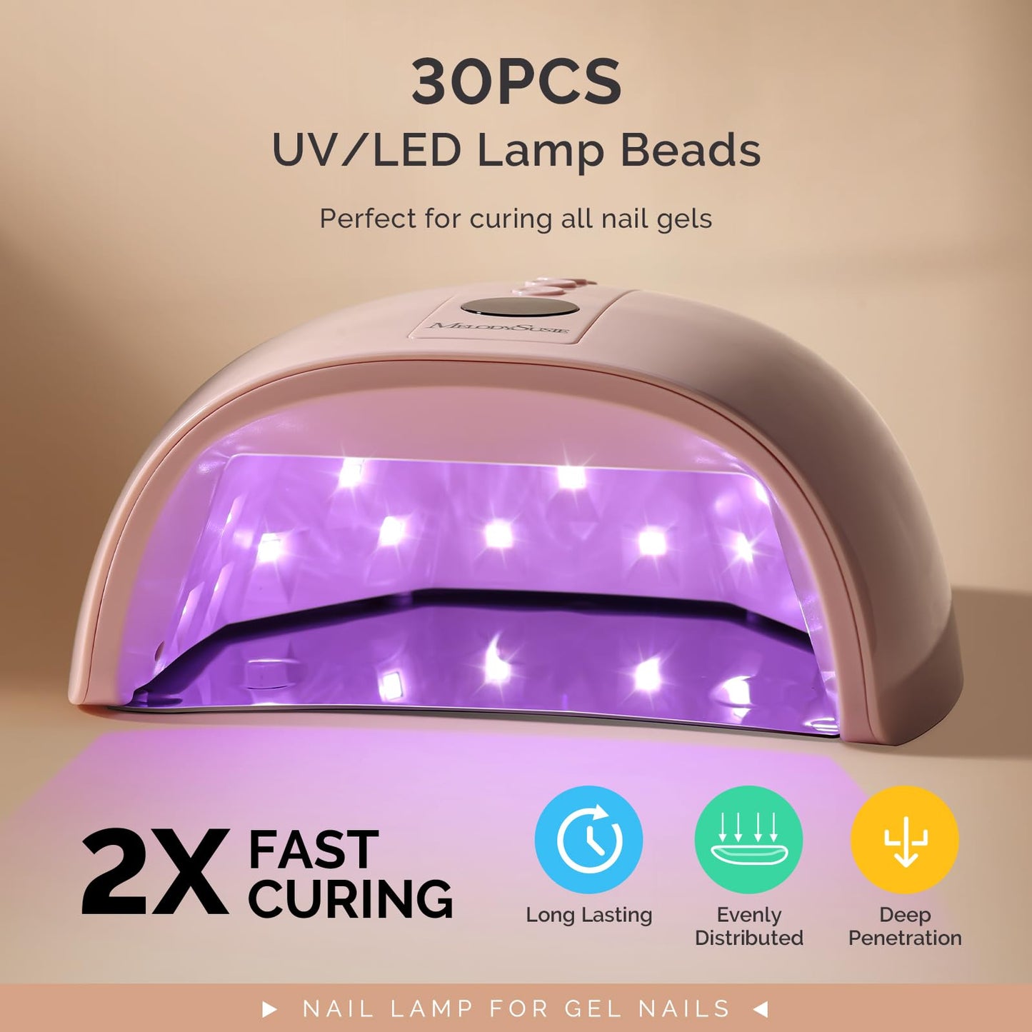 MelodySusie Professional Cordless UV Nail Lamp with Metal Base, P-Plus30GT Nail Dryer with Smart Sensor for Salon & DIY Home Use Fast Cures All Hard Gels, Especially Extension & Glitter Gel Polishes