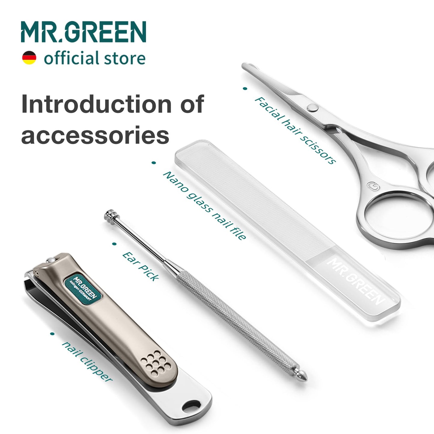 MR.GREEN Colorful Manicure Set Practical Pedicure Kits Nail Clippers Personal Care Tools Facial Hair Scissors with Fashion Case (Mr-6682 Light Yellow)