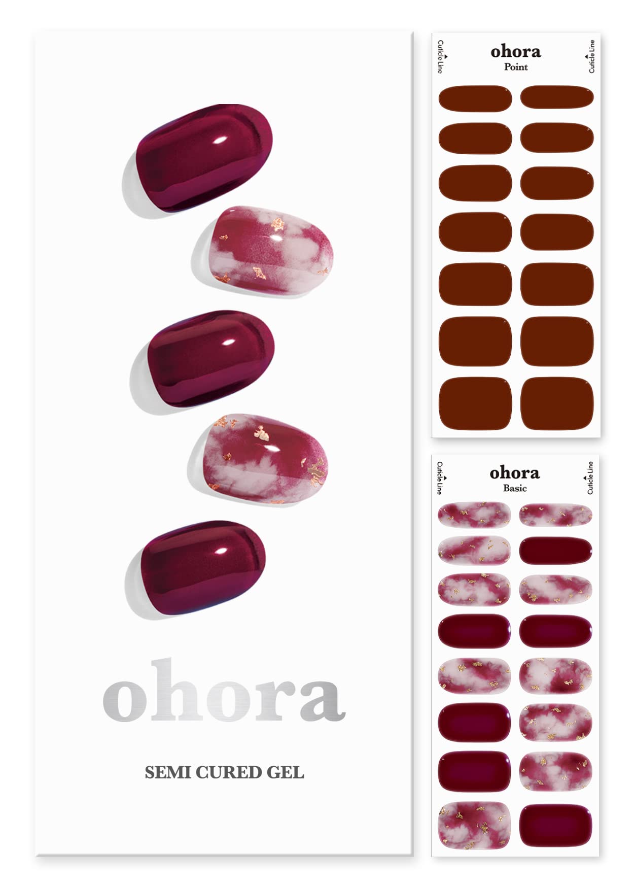 ohora Semi Cured Gel Nail Set of 2 (N Mulberry & N Classic Burgundy) - Professional Salon-Quality Nail Care - Easy to Use, Comfortable Curing, and Easy to Remove