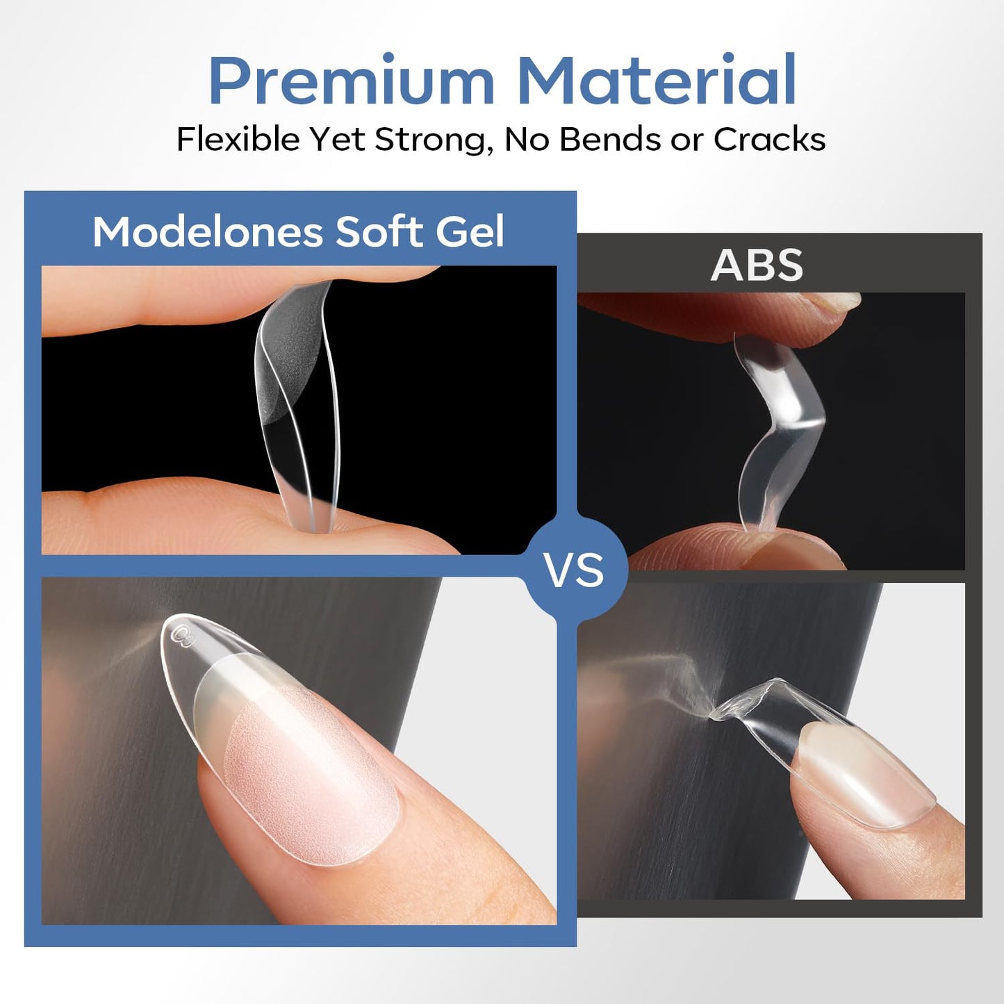 modelones Extra Short Almond Nail Tips, 360pcs Pre-etched Clear Soft Gel Nail Tips Fake Nails Press On Full Cover Half Matte 15 Sizes Acrylic Gel Tips for Extension Salon