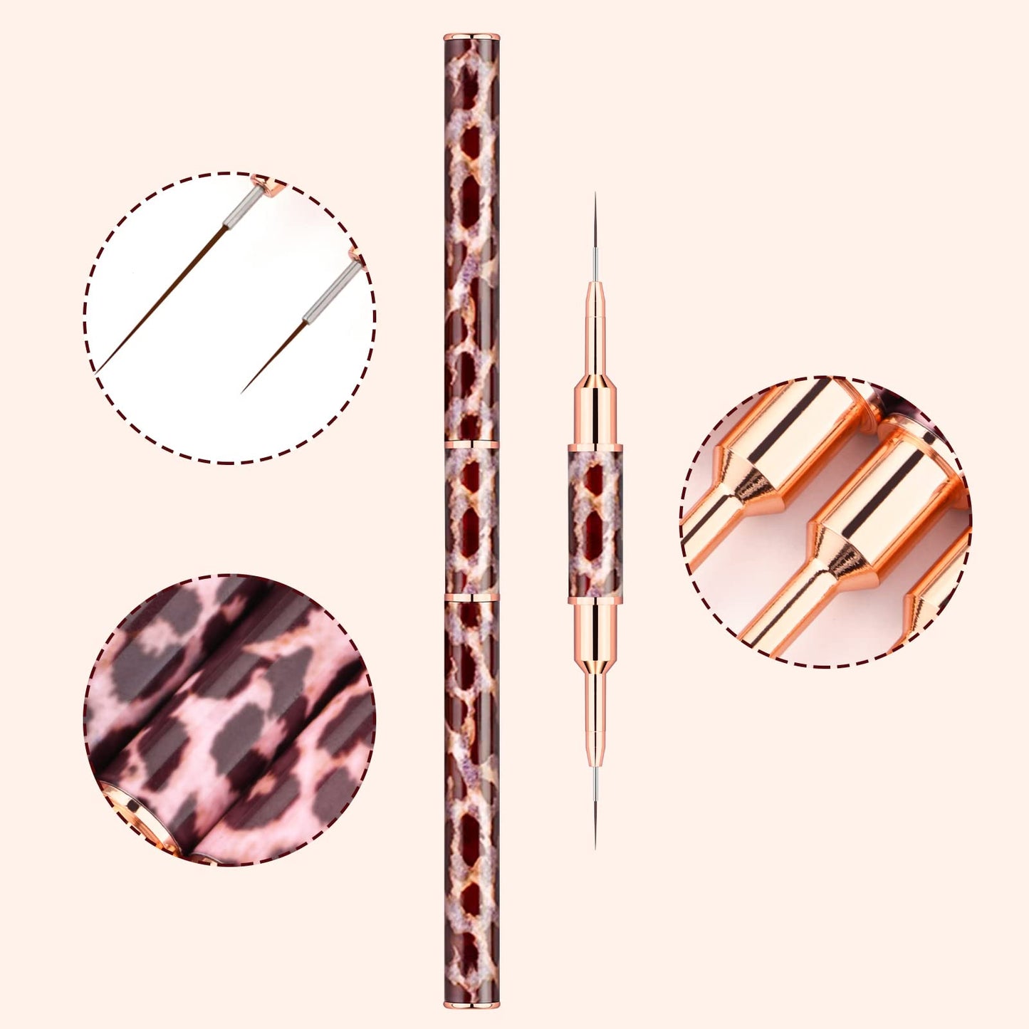 Nail Art Brushes - Double-Ended Nail Art Liner Brushes 10 Heads Striping Liner Brush Set Nail Design Brushes for Elongated Long Lines, Thin Details, Fine Drawing Nail Brushes for Nail Art, Striper Brushes Lengths 5/7/9/11/14/15/17/20/22/25mm
