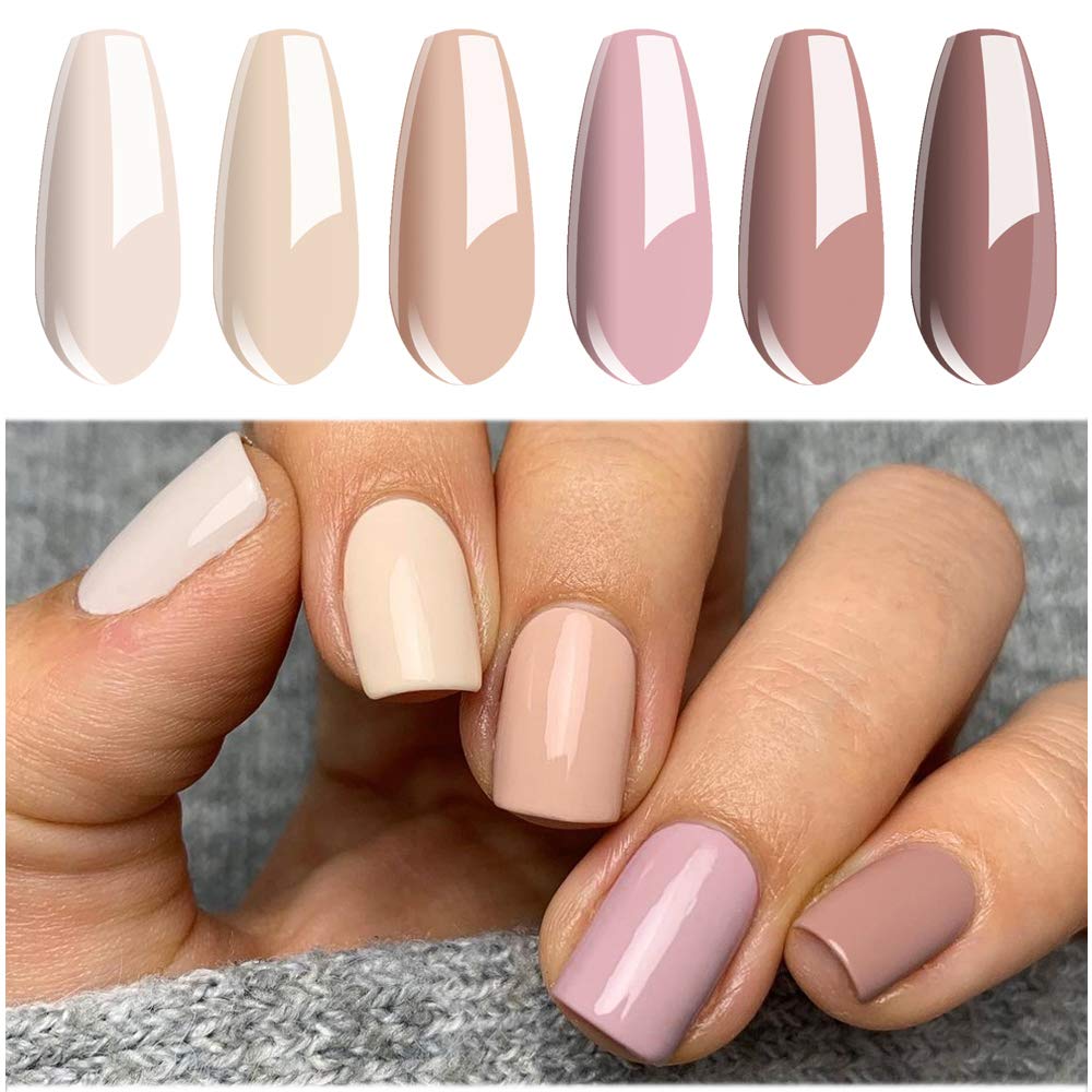 Vishine Gel Nail Polish Set Nude Serises Colection Daily Colour 8MLSoak Off Nail Gel Polish with Gift Box, UV LED Lamp Required for Nail Slaon Home Manicure Gel Nail Kit