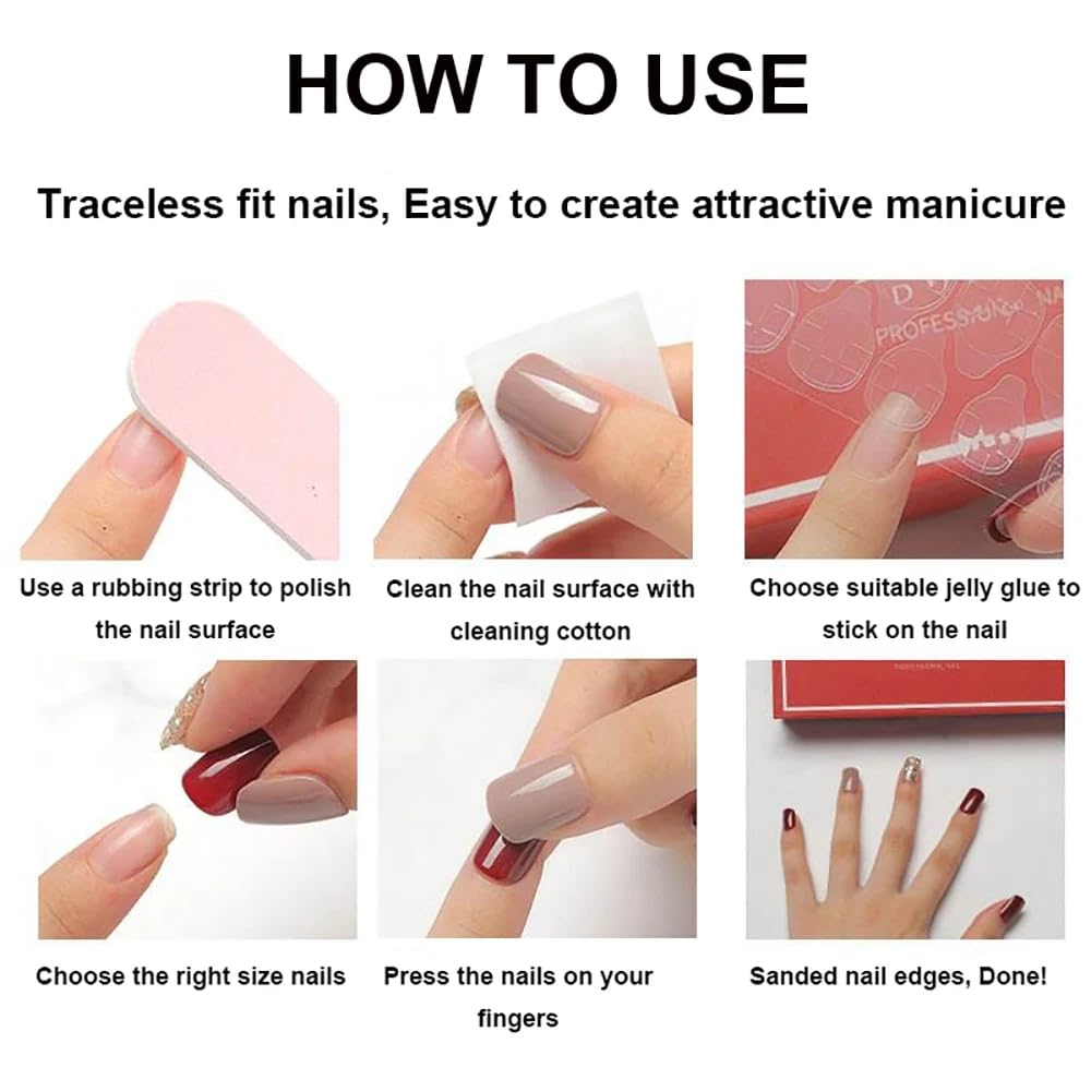 Flower Press On Nails - Glossy Pink Nails with White Flowers Designs - Cute Short Acrylic Nail Kit - 24Pcs