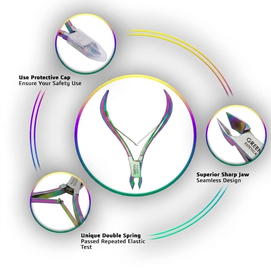 Professional Cuticle Trimmer Nail Cuticle Cutter Stainless Steel Cuticle Nippers with Sharp Blades of Cuticle Remover Clippers Manicure Tools Double Spring - Pedicure Nail Tools (Multi Color - 4 Pack)