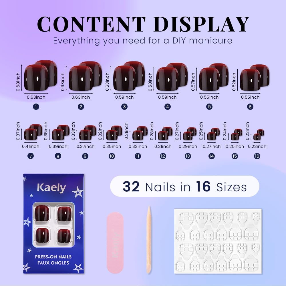 evpct Red Black Ombre Press on Toenails Square for Women Gift,Glossy Square Fake Stick Press on Toe Nails, Soft Stick on Toenail Set with Kit, Lightweight Perfectly Fit Full Cover Fake Toenails 32Pcs