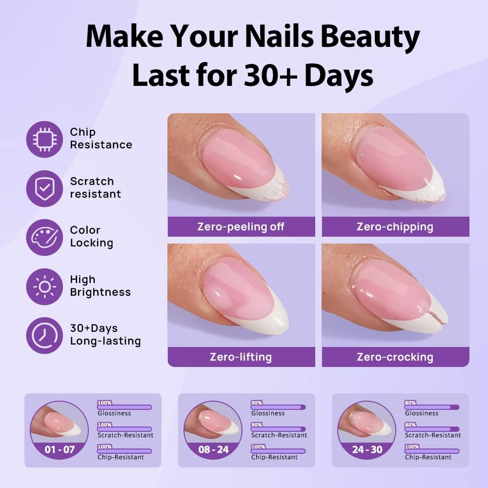 BTArtboxnails Nail Tips Builder Gel Pink French Tip Press On Nails