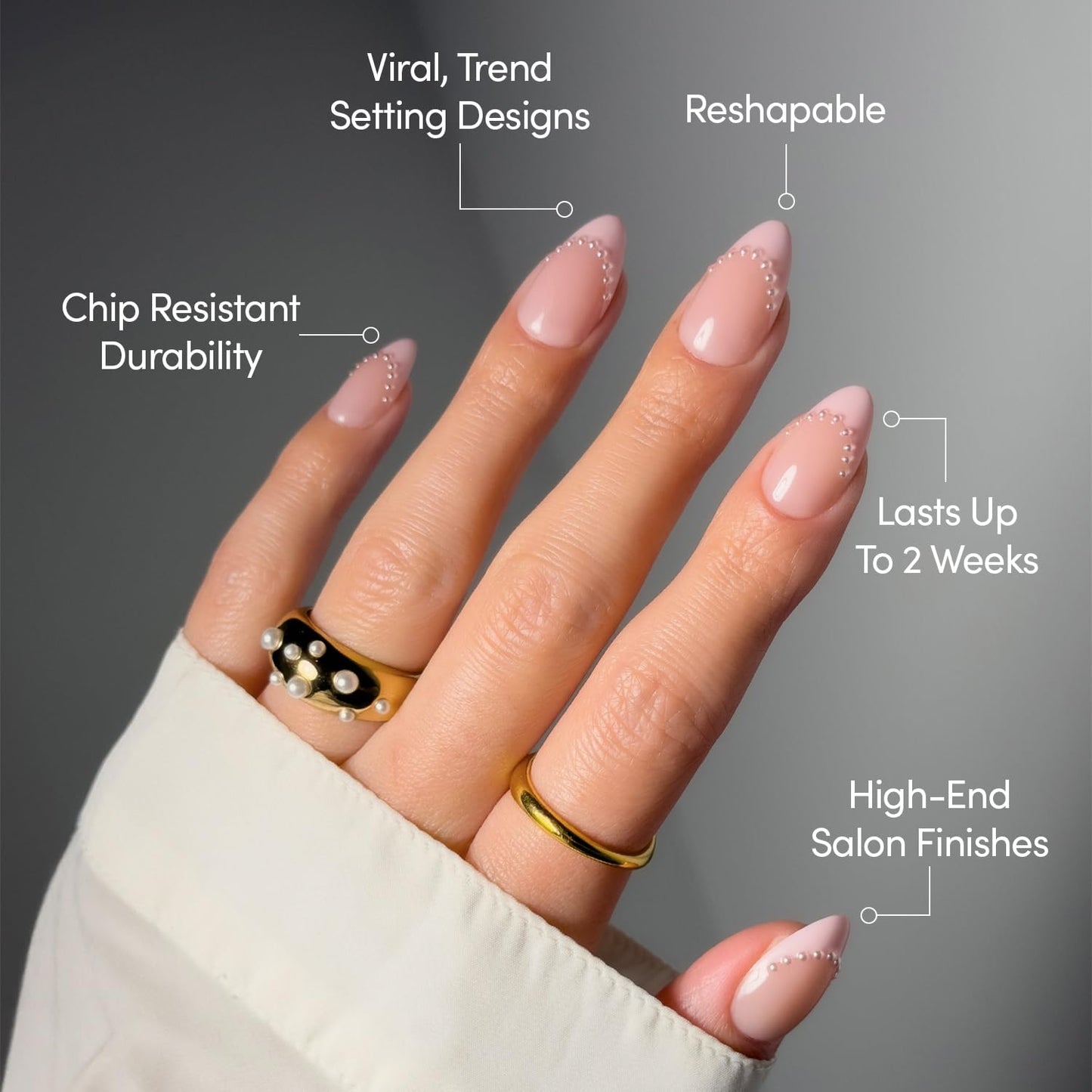 Glamnetic Press-On Nails Bundle - Pink Velvet | 3 Short Almond Fake Nails with Soft Pink Tones, 3D Accents & Velvet Finishes | Durable, Salon-Quality Nail Kits