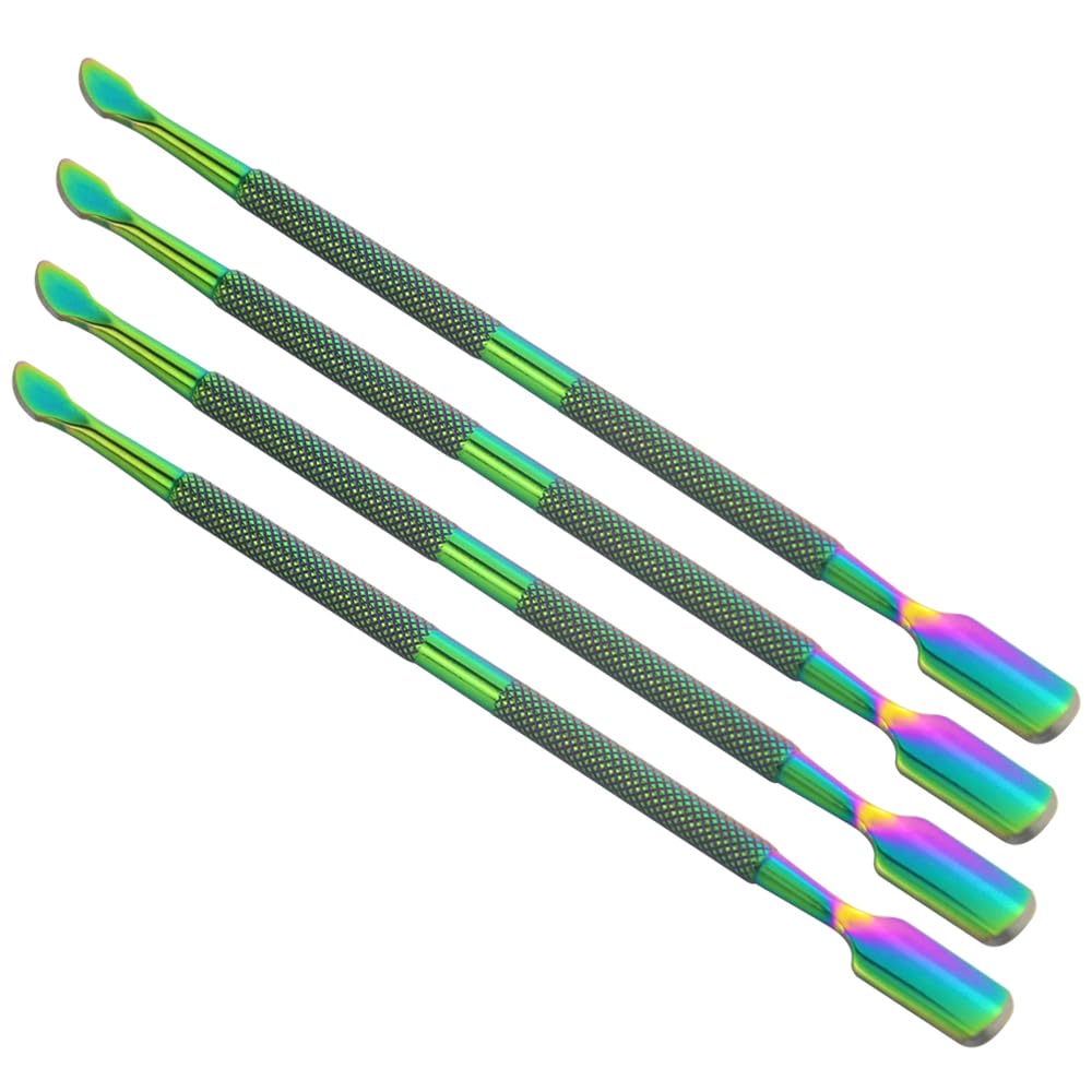 XINMEIWEN 8 Pieces Nail Cuticle Pusher Stainless Steel Nail Polish Cuticle Remover Double Ended Manicure Nail Pedicure Tool Metal Cuticle Peeler Scraper for Fingernails and Toenails (Rainbow)