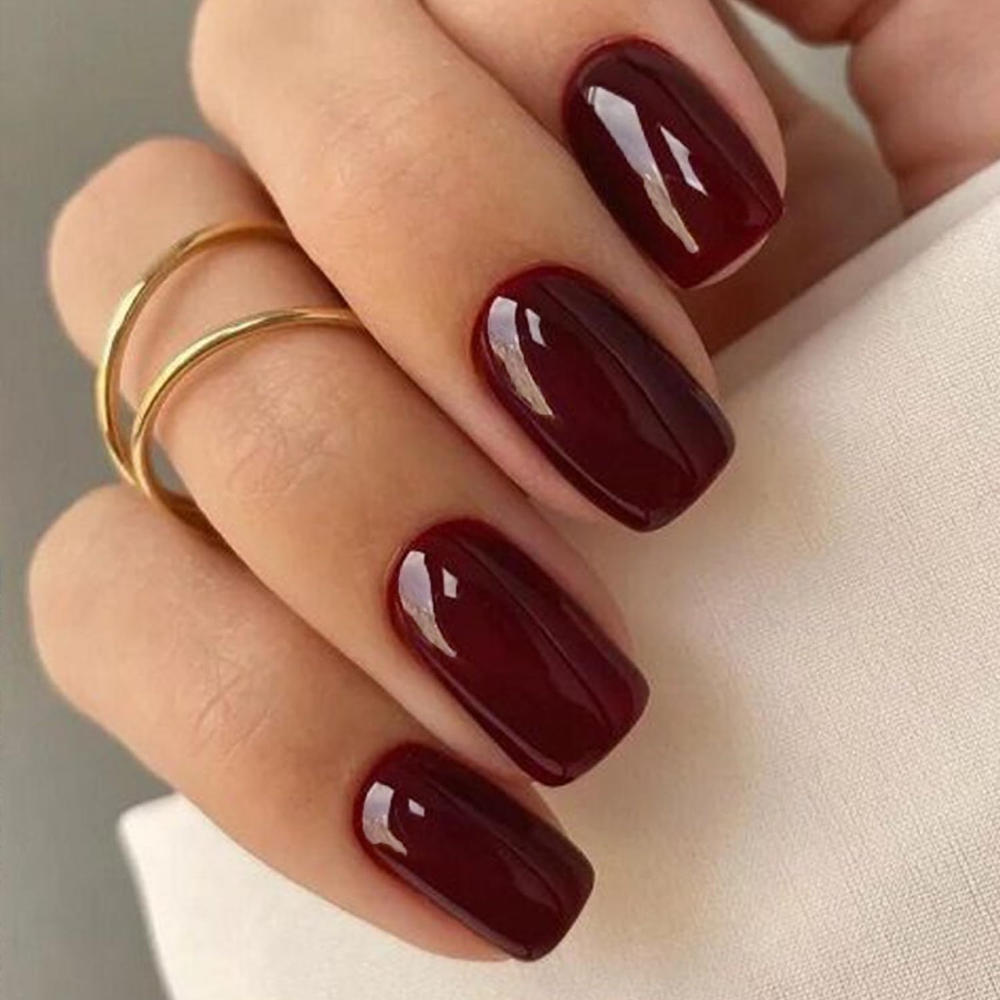 GLAMERMAID Gel Nail Polish Press on Nails Short, Handmade Hot Pink Fake Nails Medium Square, Handmade Burgundy Short Almond Fake Nails Coffin with Star Glitter Design, Reusable Acrylic False Nail