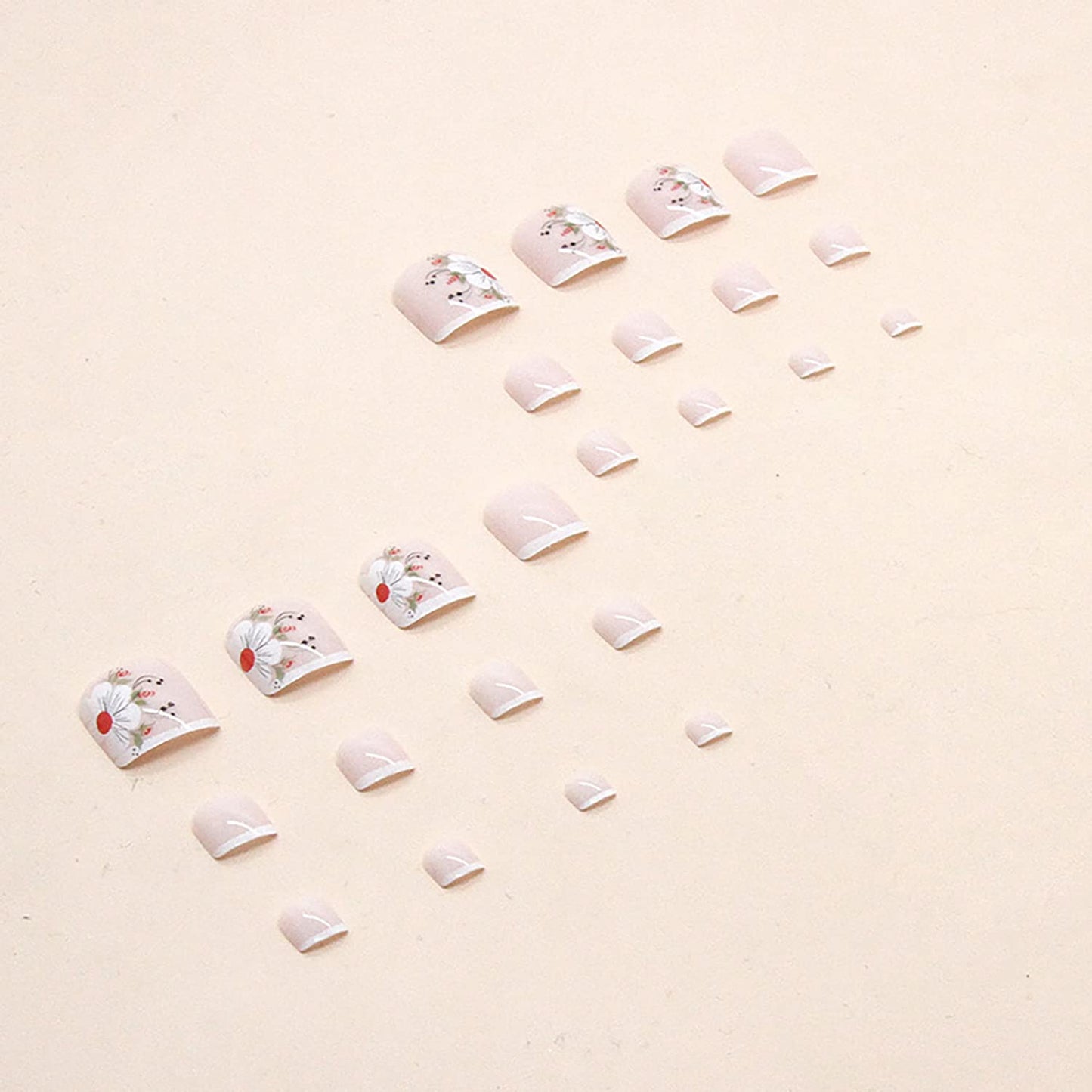 Artificial Acrylic Fake Nails for Toe, Full Cover Reusable False Toenails with Designs, Stick on Toenails for Women, Toe Press on Nails with Designs, Peel and Stick Nail Polish Designs for Toe