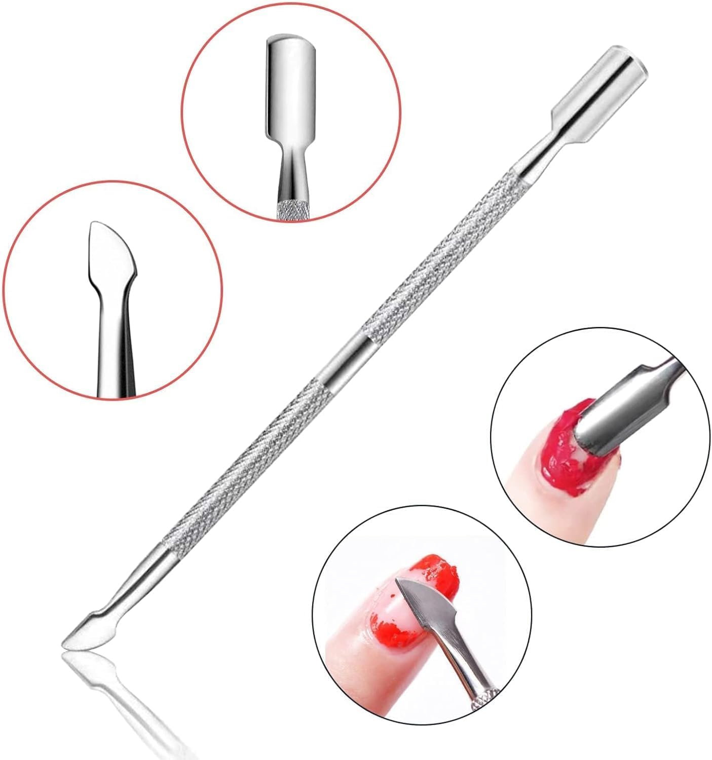 500 Pcs Nail Soak-Off Foil Wraps with Absorbent Cotton Pads + Stainless Steel Cuticle Pusher Tool for Gel Acrylic UV Nails – Home & Salon Accessory (Pack of 500)