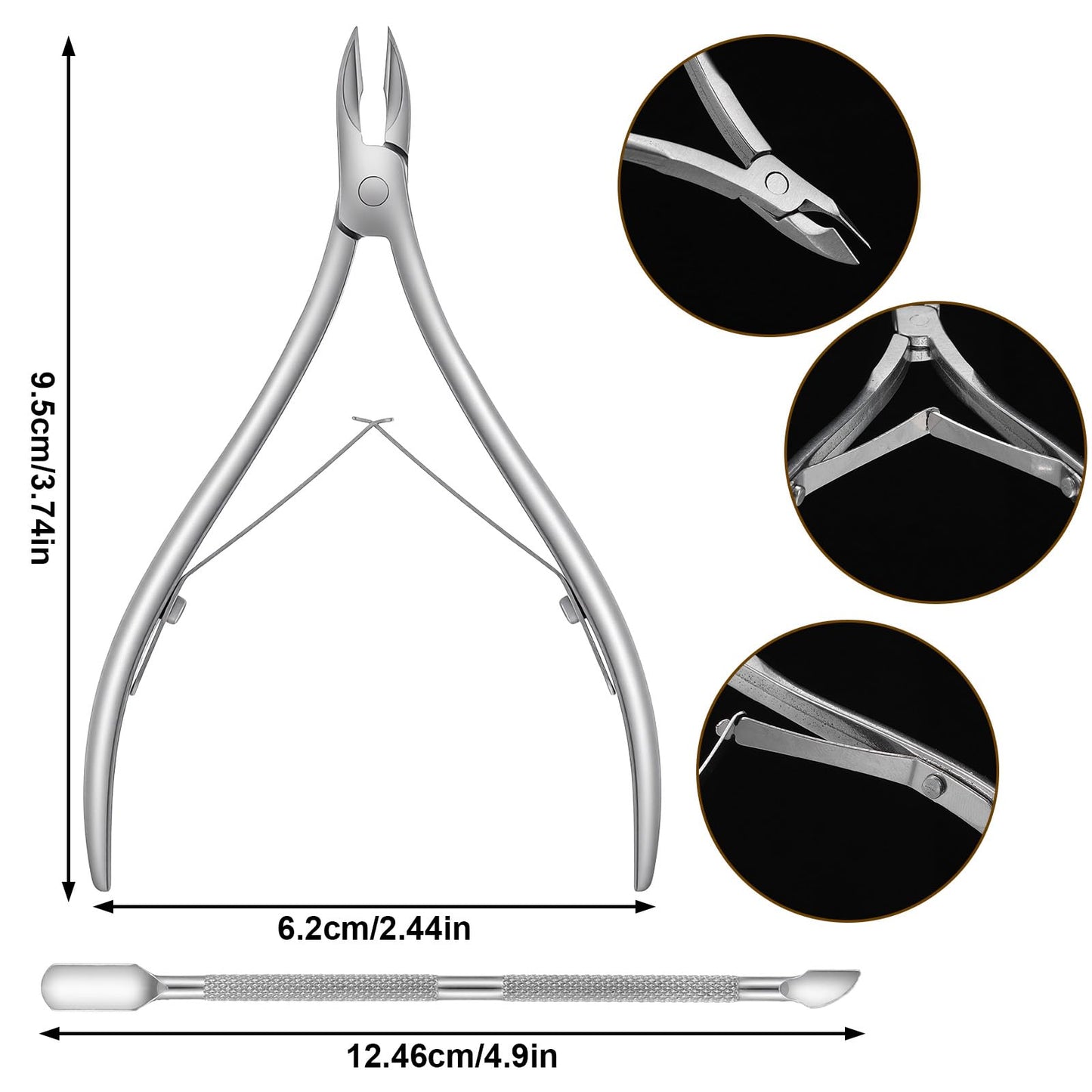 Afcabakila 24 Pcs Cuticle Trimmer with Cuticle Pusher, Professional Stainless Steel Nippers, Manicure Pedicure Tools with Pusher & Protective Cover, Double Spring for Nail Care Pedicure Nail Tools